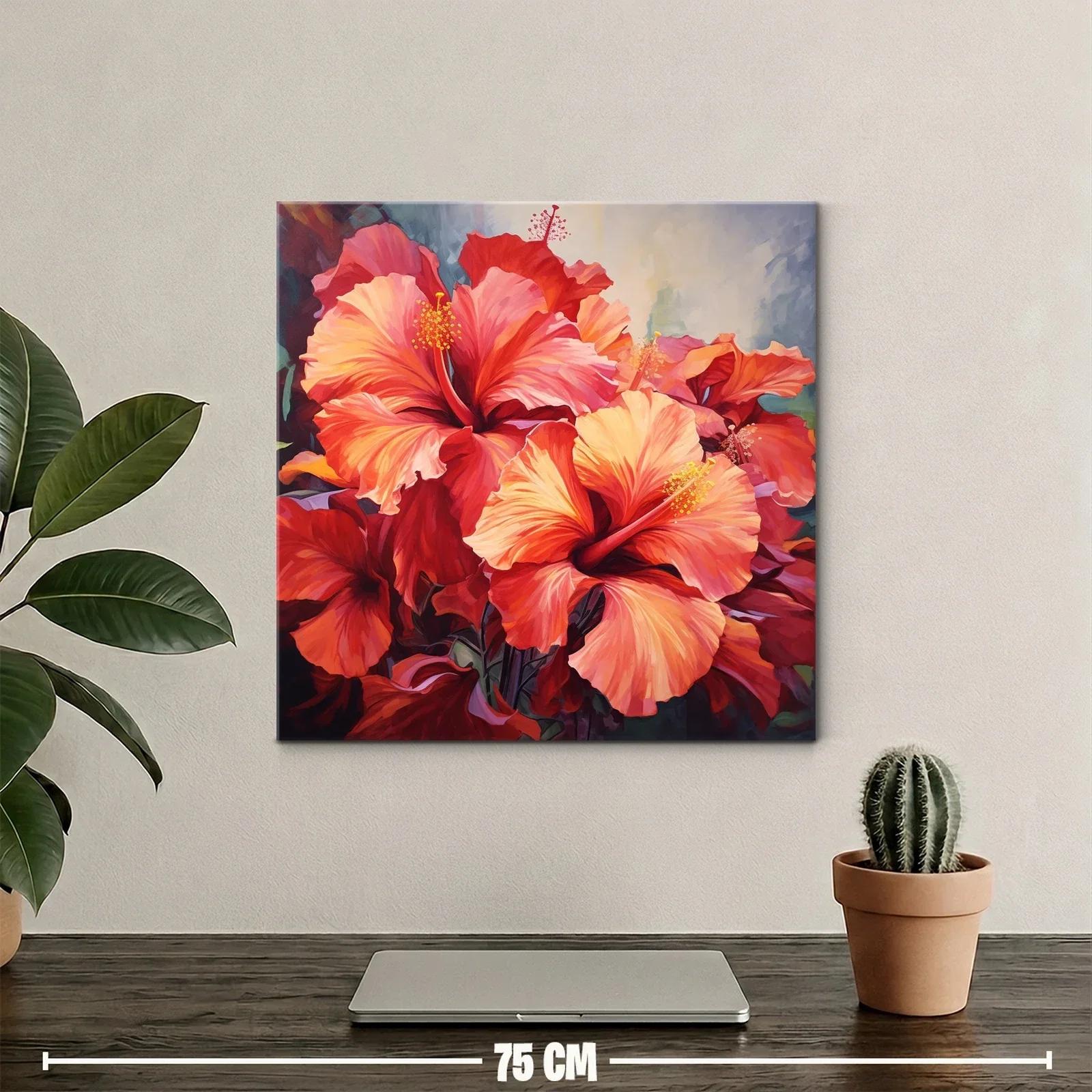 Cuadro de flores vibrantes en tonos rojos y naranjas — miniatura 2