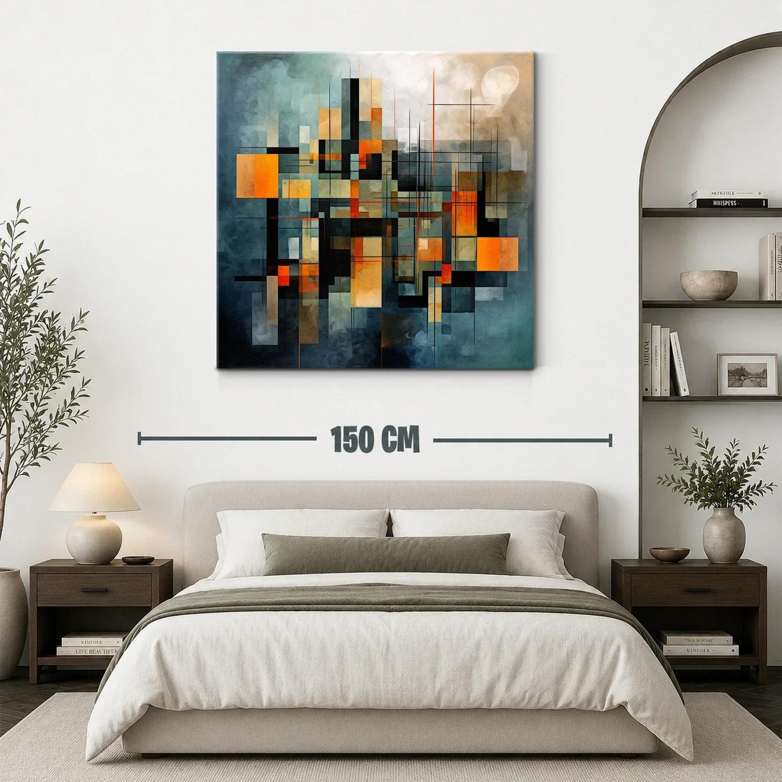 Composición geométrica abstracta en tonos cálidos y fríos — miniatura 3