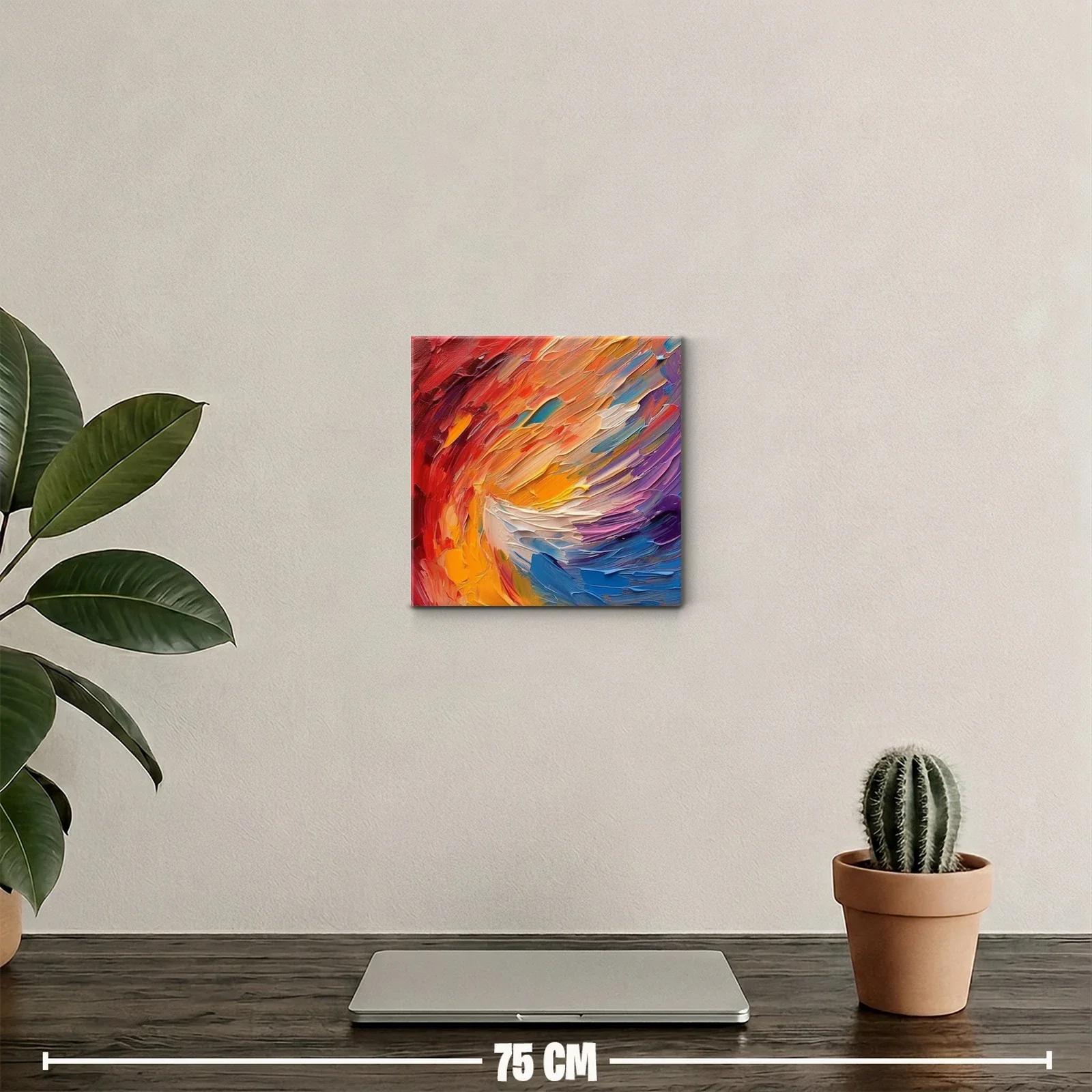 Cuadro abstracto enérgico con vibrantes tonos cálidos y fríos — miniatura 2