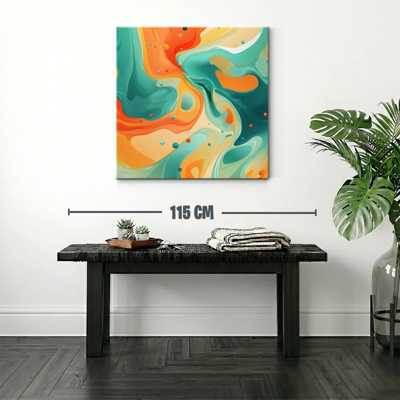 Arte abstracto con vibrantes tonos naranja y verde aqua — miniatura 2