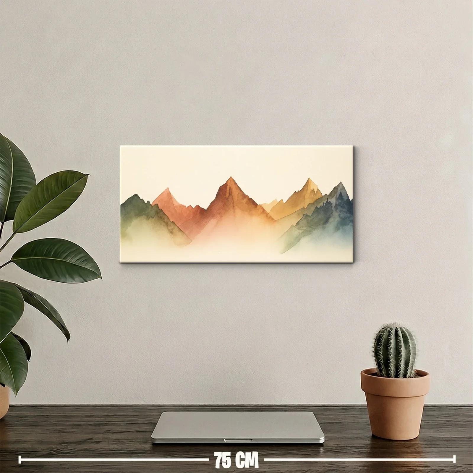 Cuadro cordillera de montañas con bruma difusa — miniatura 2