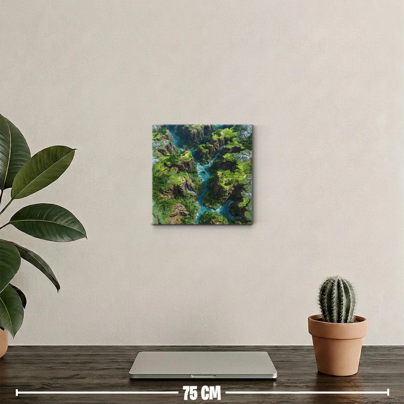 Cañón verde con río azul serpenteante y acantilados rocosos — miniatura 2