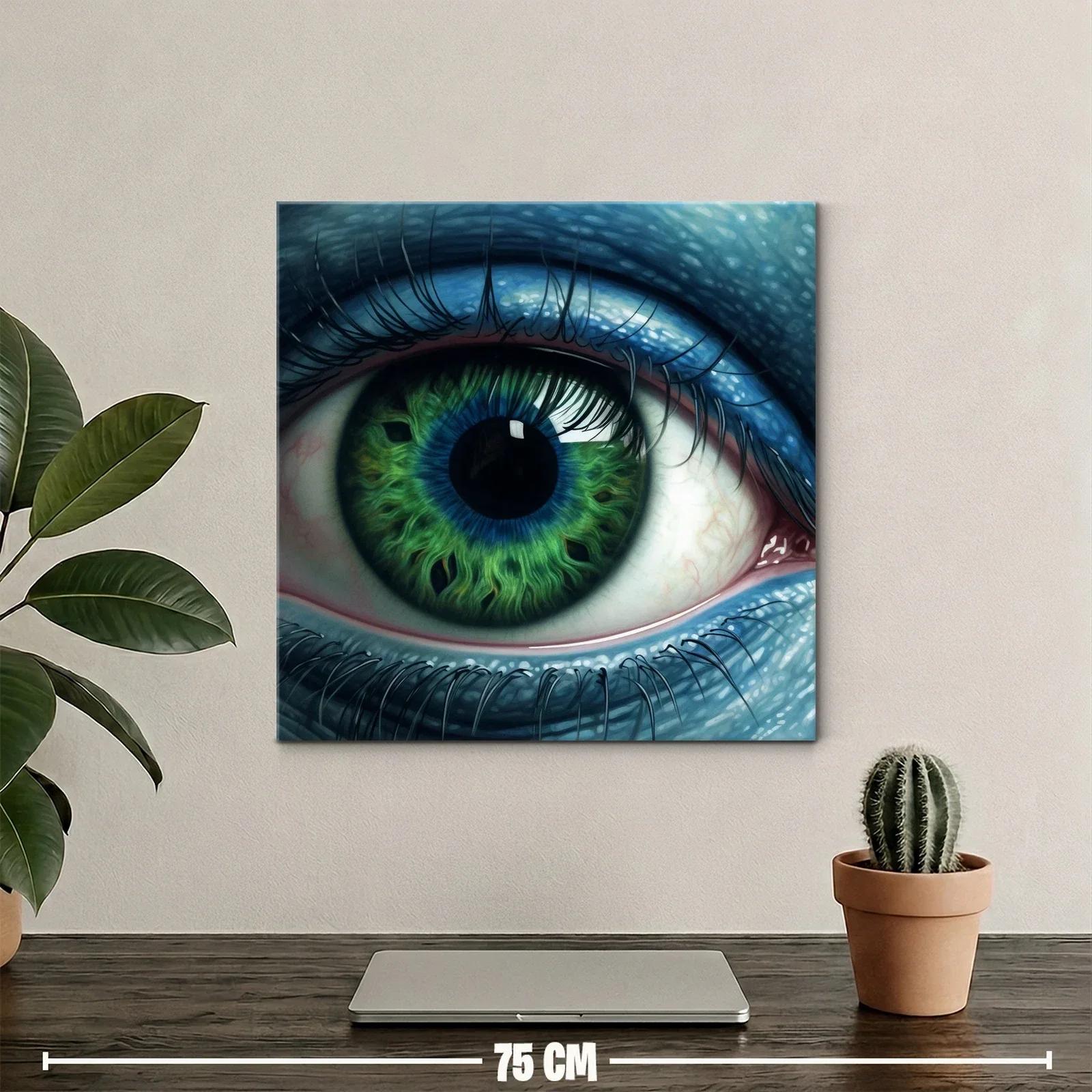 Impactante cuadro con ojo verde y azul en detalle extremo — miniatura 2
