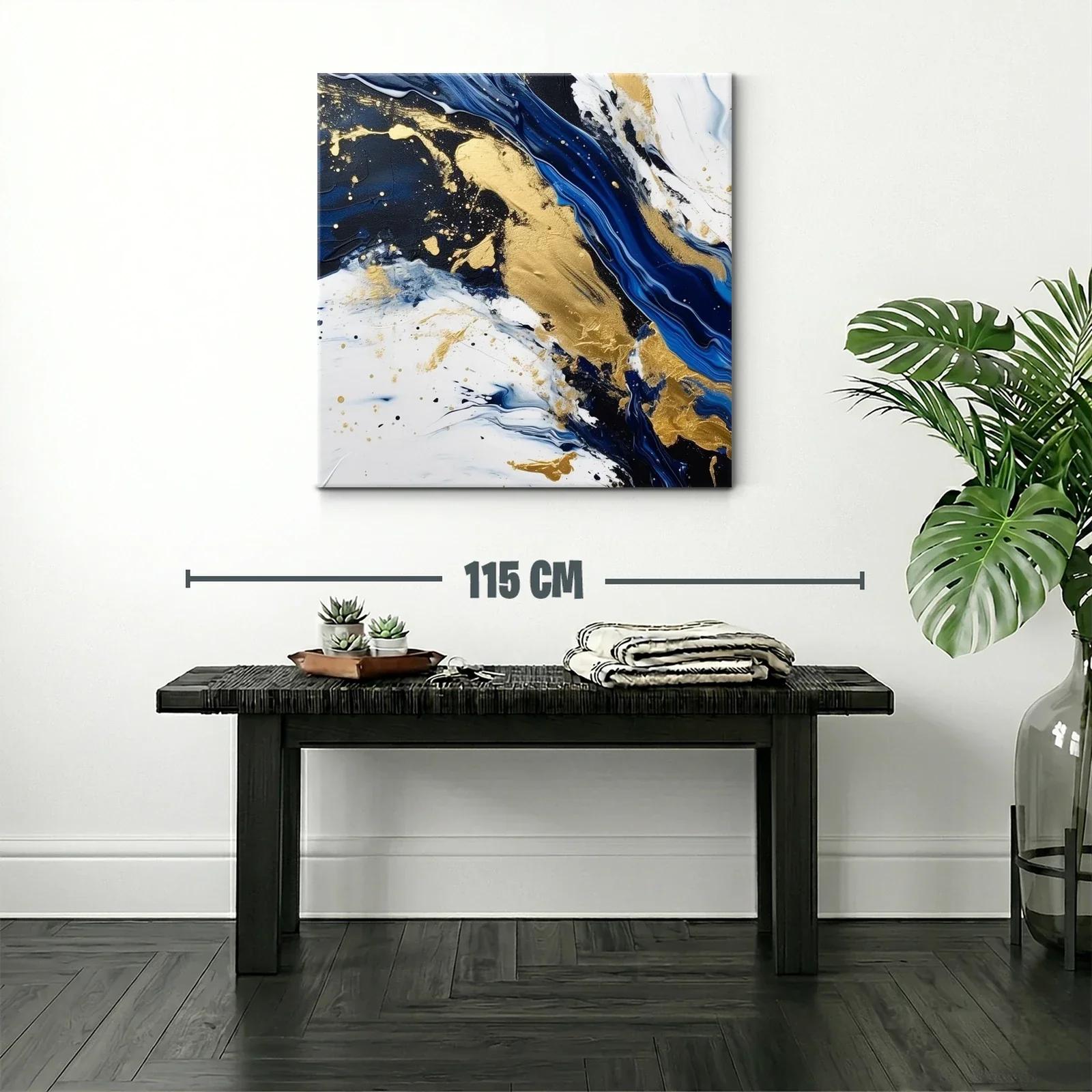 Composición abstracta en azul marino blanco y dorado — miniatura 2