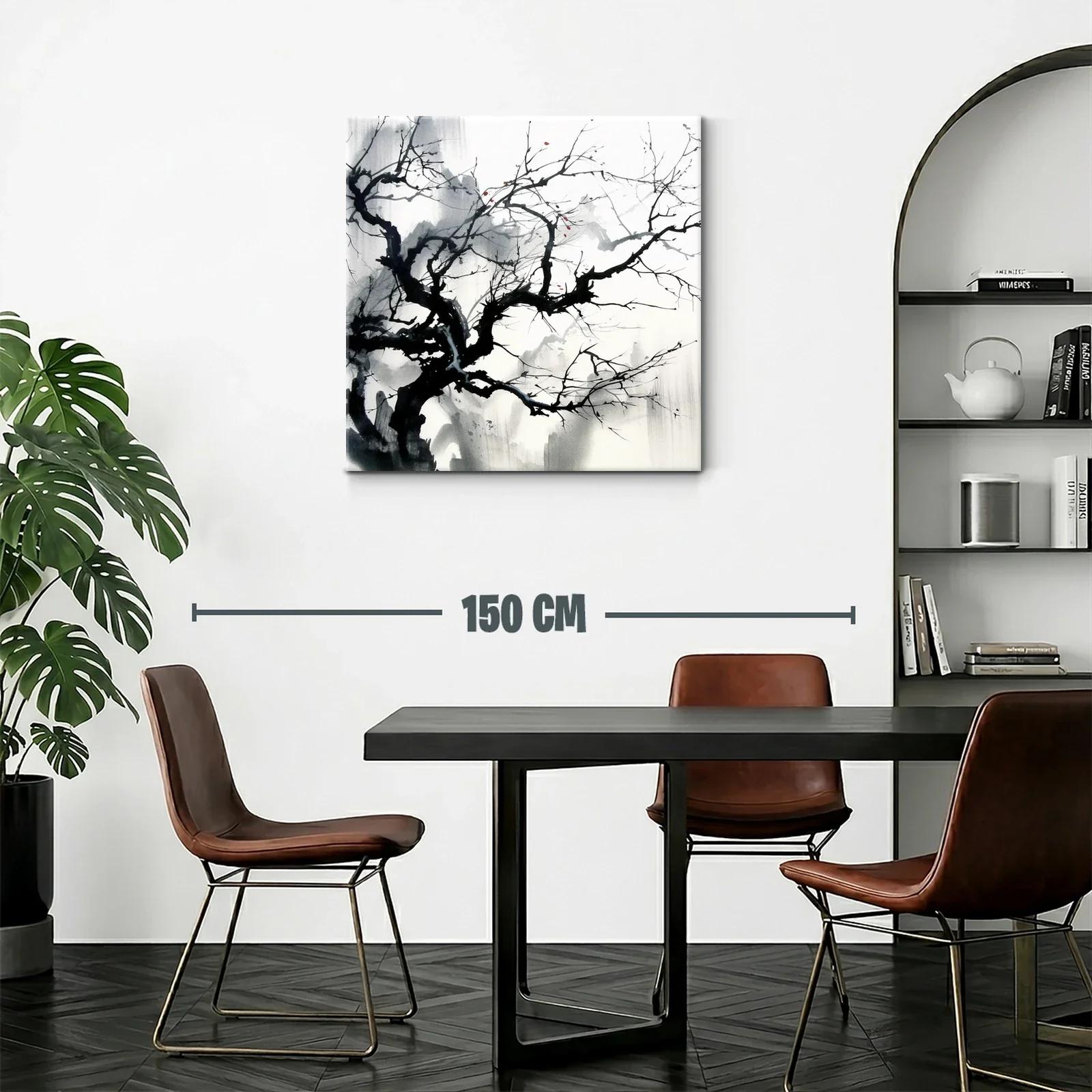 Árbol desnudo con toques de rojo en tinta artística — miniatura 2