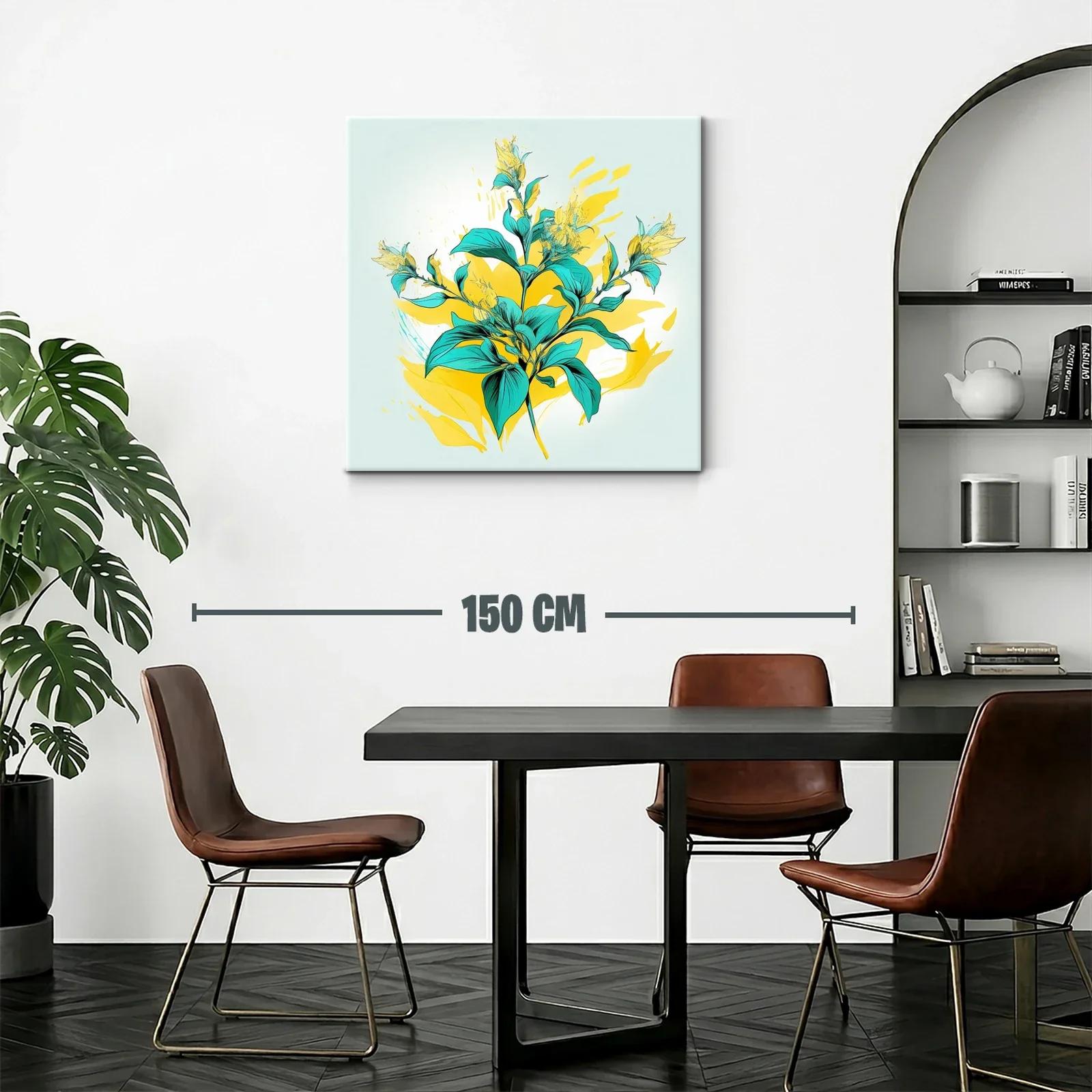 Flor Tropical vibrante en tonos turquesa y amarillo — miniatura 2