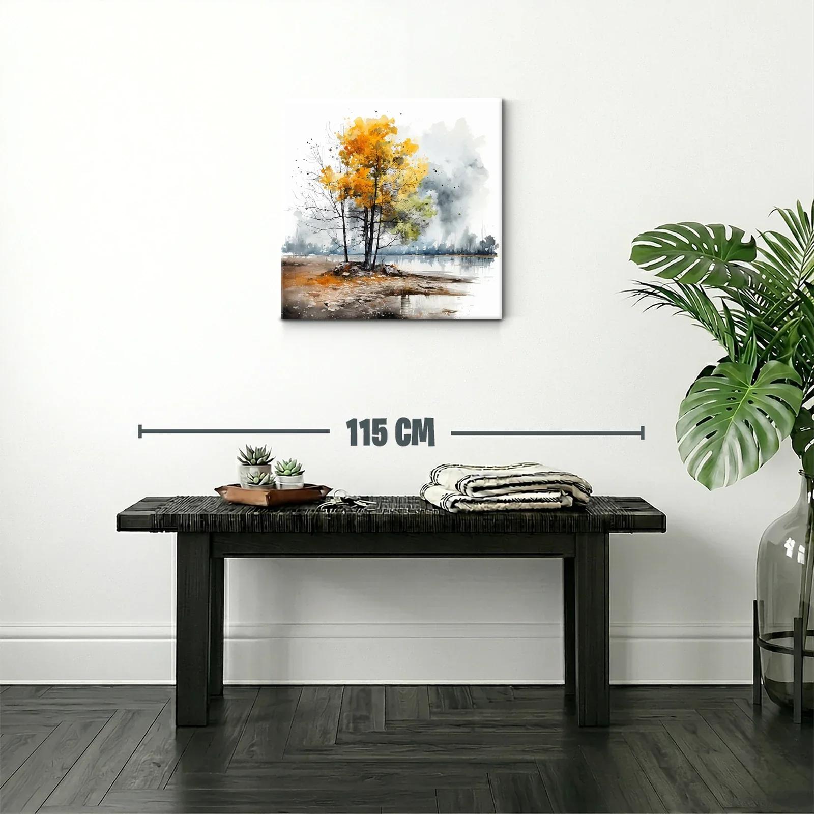 Paisaje otoñal con árboles dorados junto al lago — miniatura 2