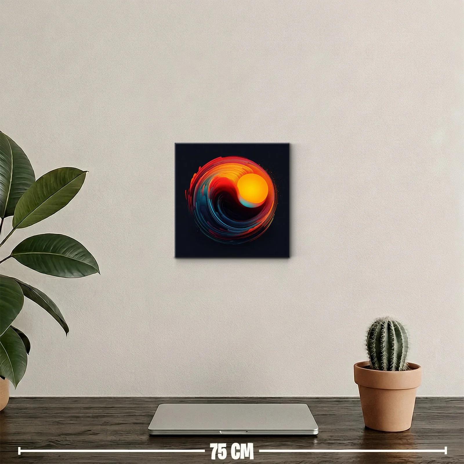 Cuadro circular con vibrantes tonos anaranjados y azules — miniatura 2