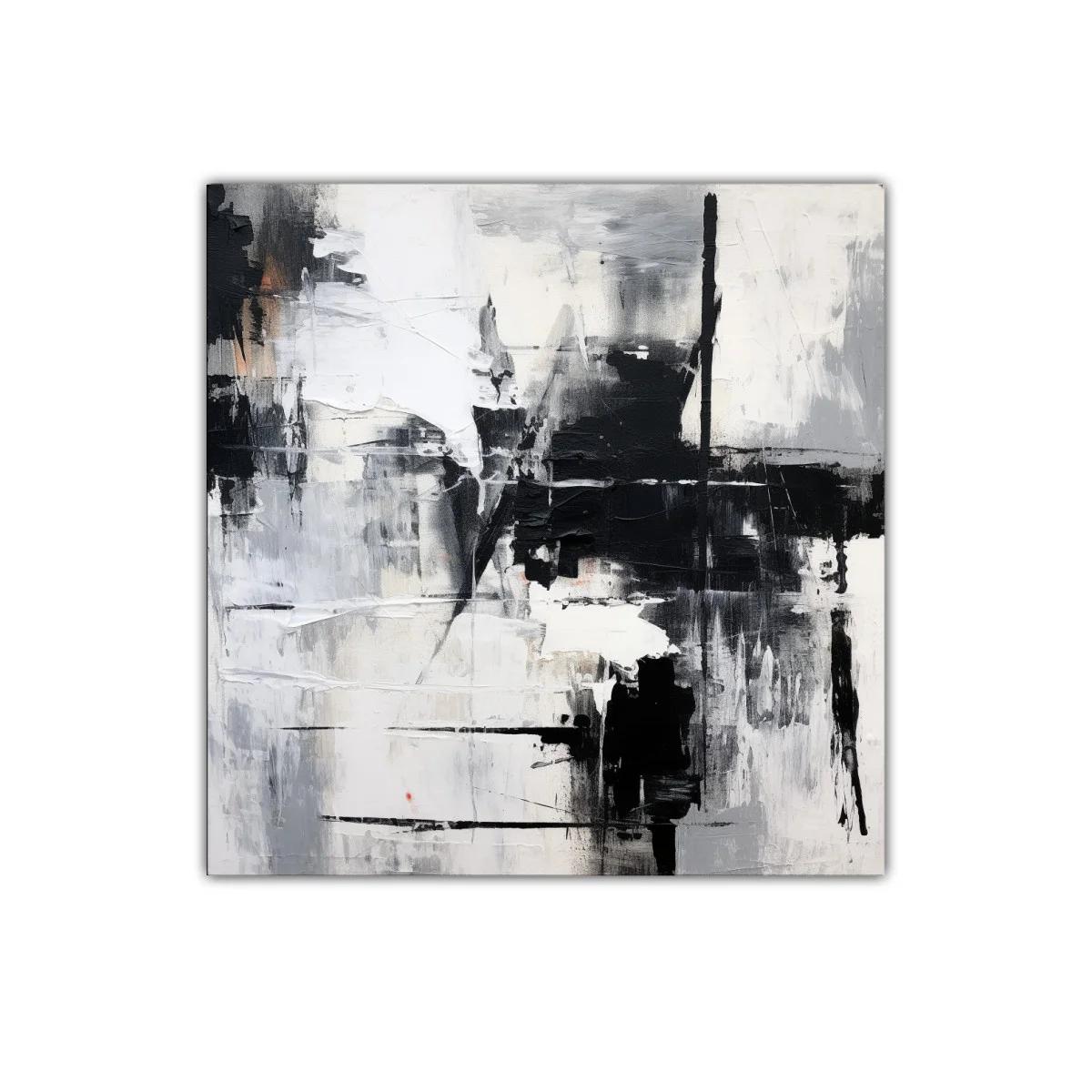 Cuadro abstracto en tonos grises y negro para decorar — miniatura 1
