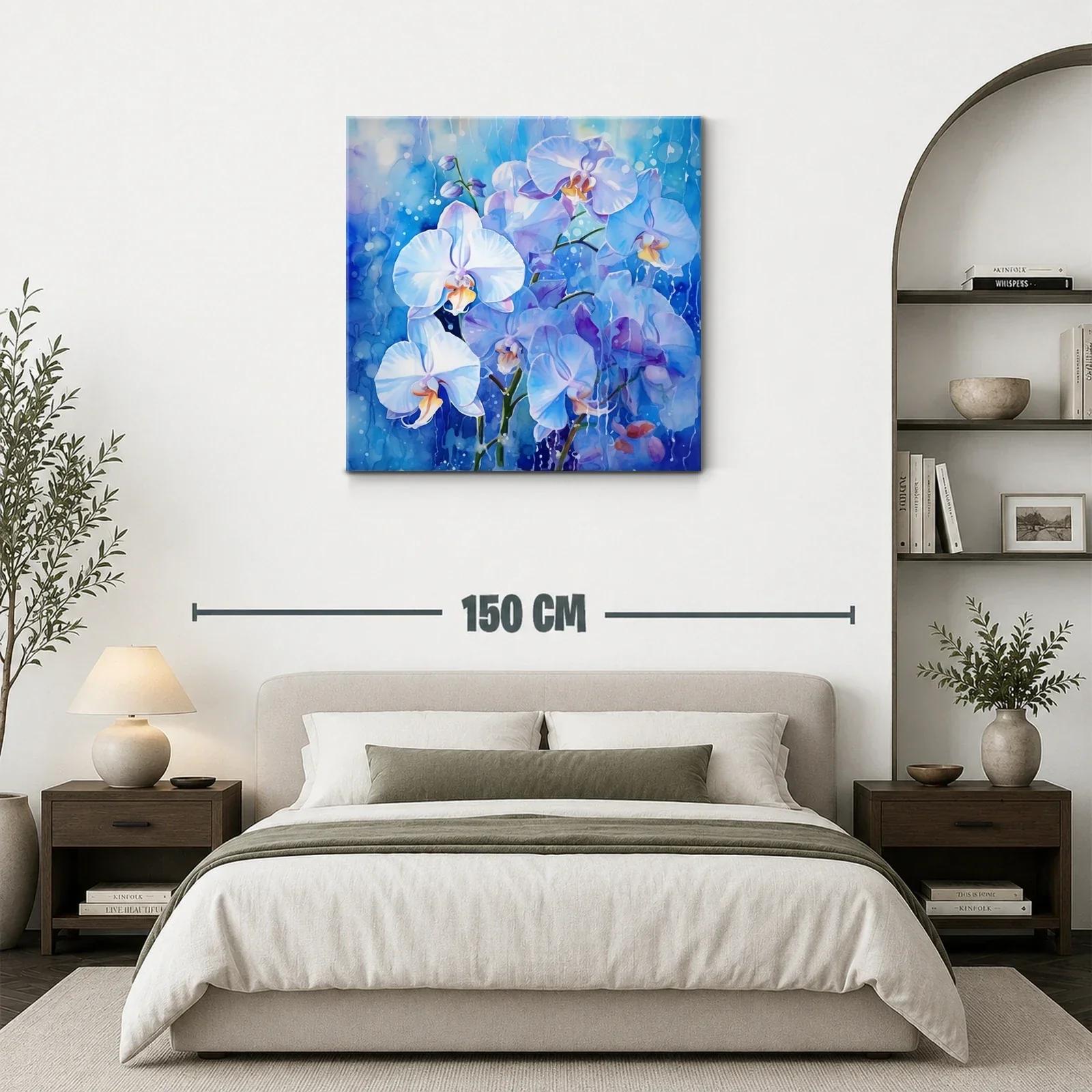 Orquídeas blancas sobre fondo azul vibrante — miniatura 3
