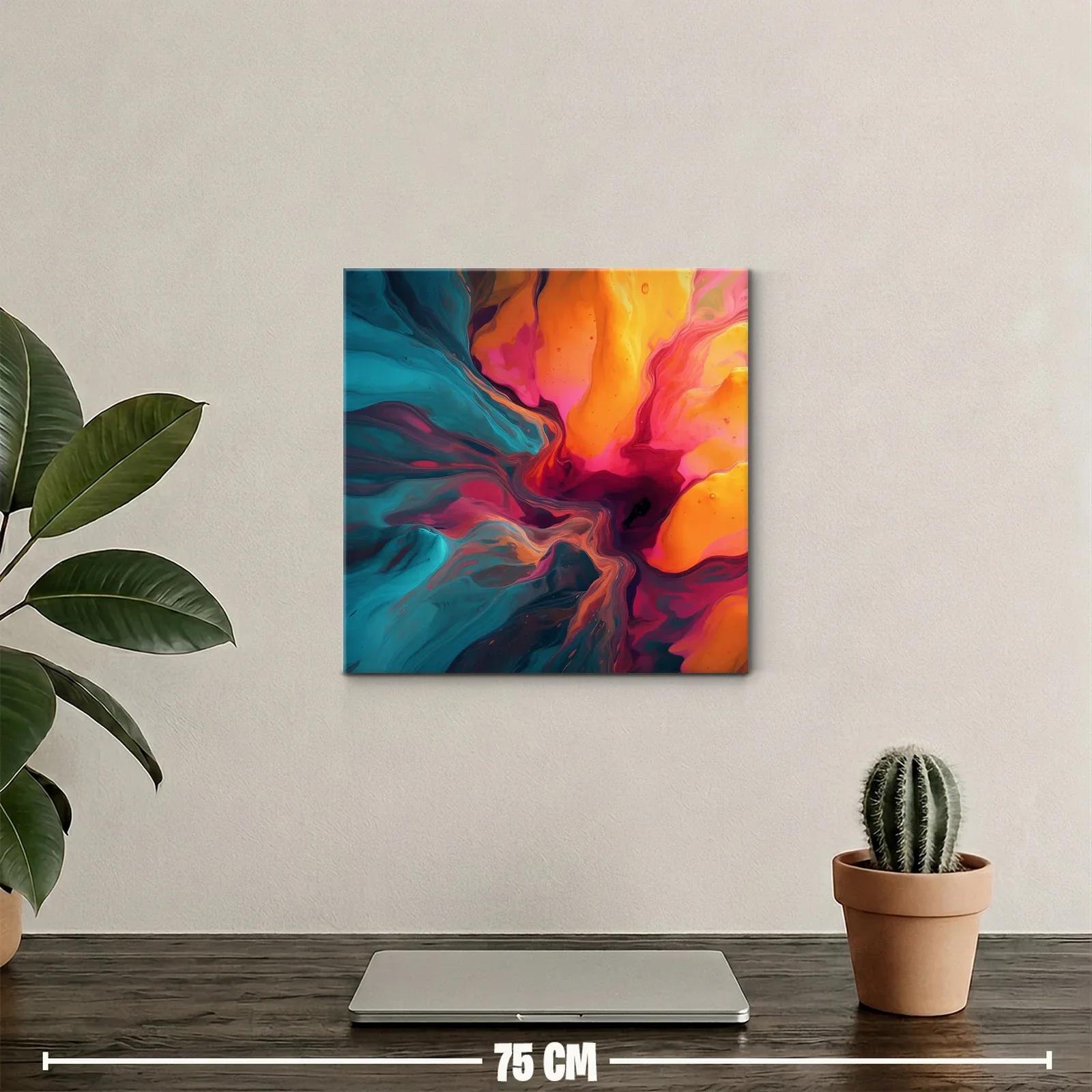 Cuadro abstracto con vibrantes tonos cálidos y fríos — miniatura 2