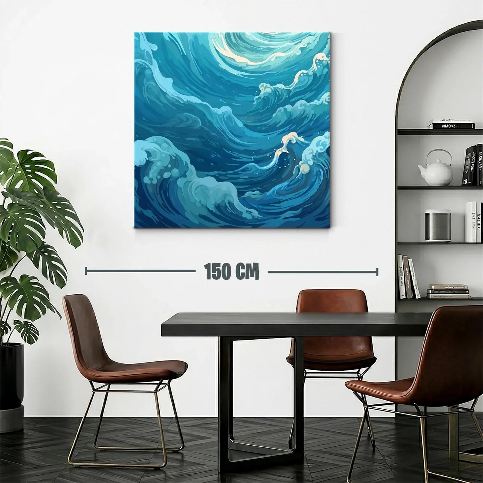 Cuadro de olas en movimiento con tonos azulados — miniatura 2