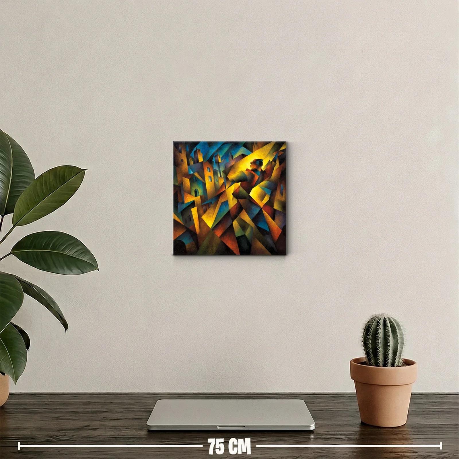 Composición geométrica vibrante con figura humana y luces — miniatura 2