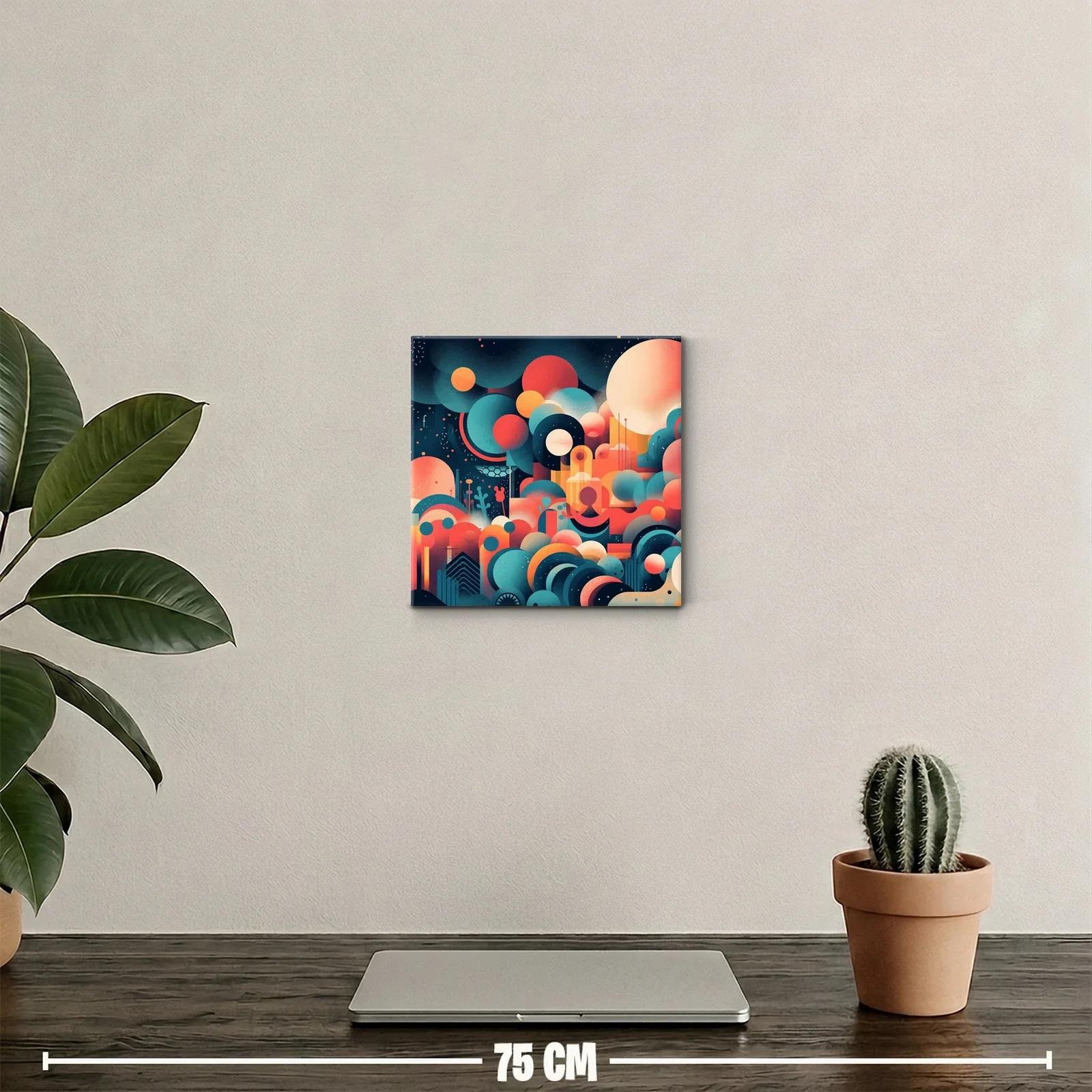 Cuadro abstracto con formas geométricas y colores vibrantes — miniatura 2