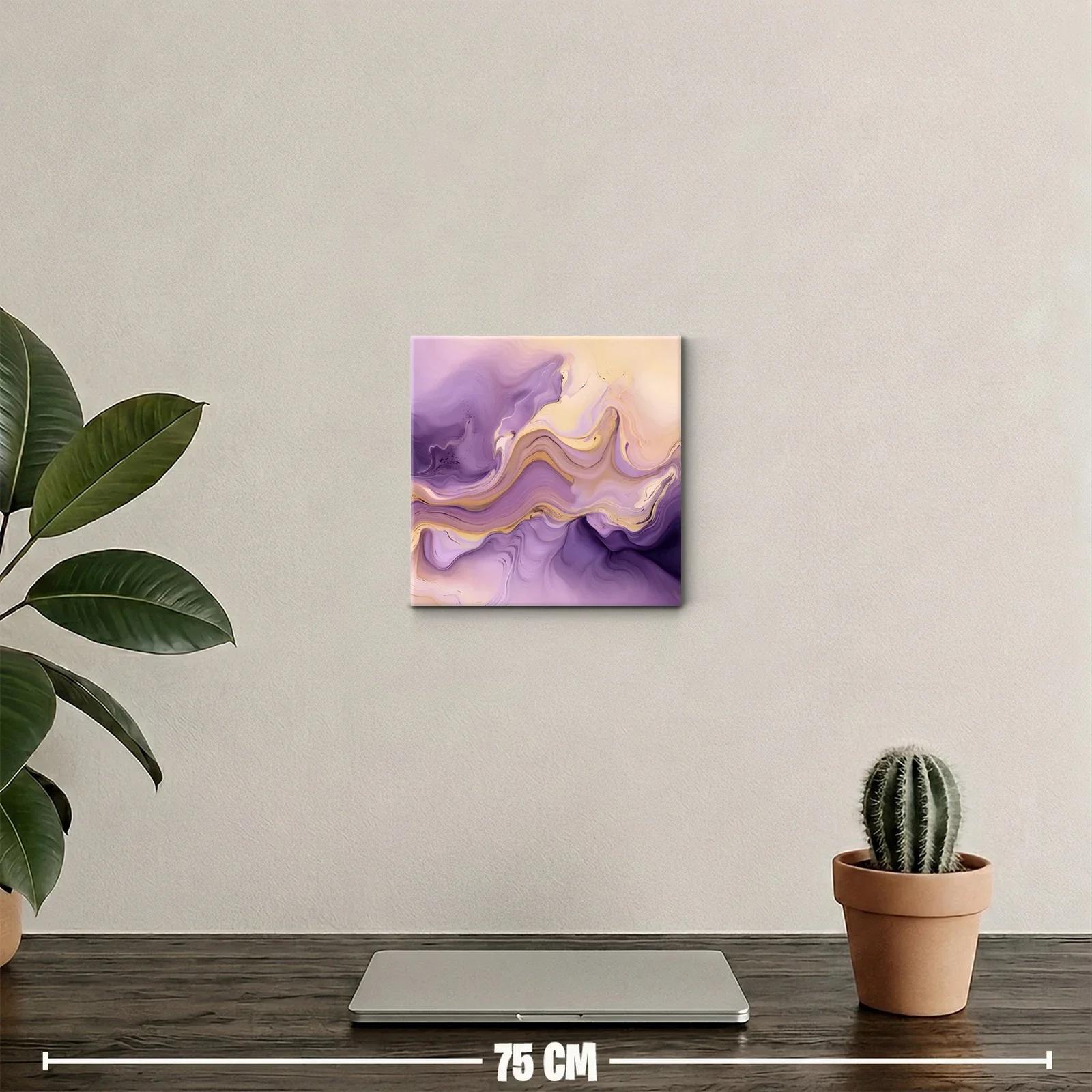 Cuadro decorativo con diseño abstracto en tonos morados y beige — miniatura 2