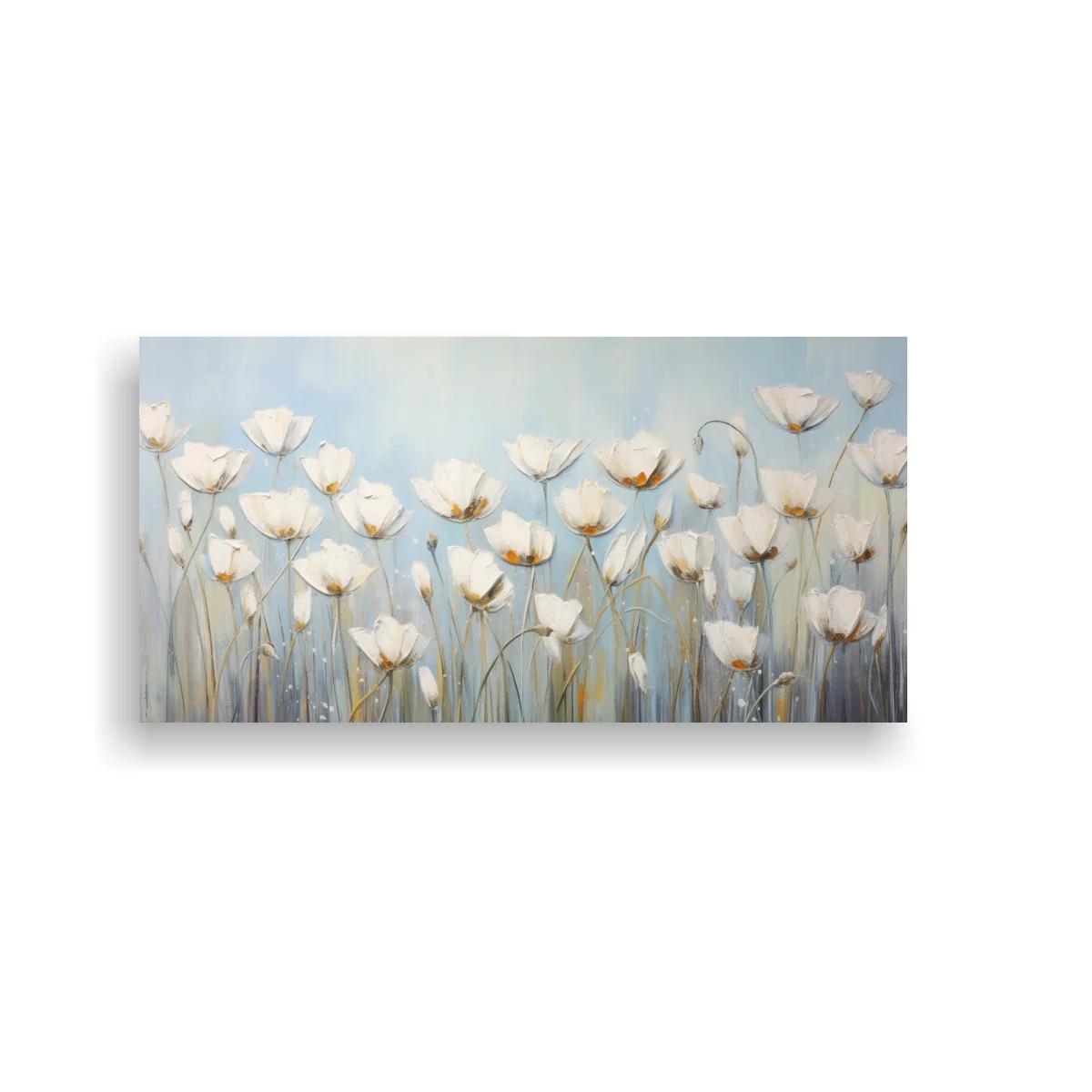 Cuadro amapolas blancas con tallos largos y cabezas inclinadas — imagen principal