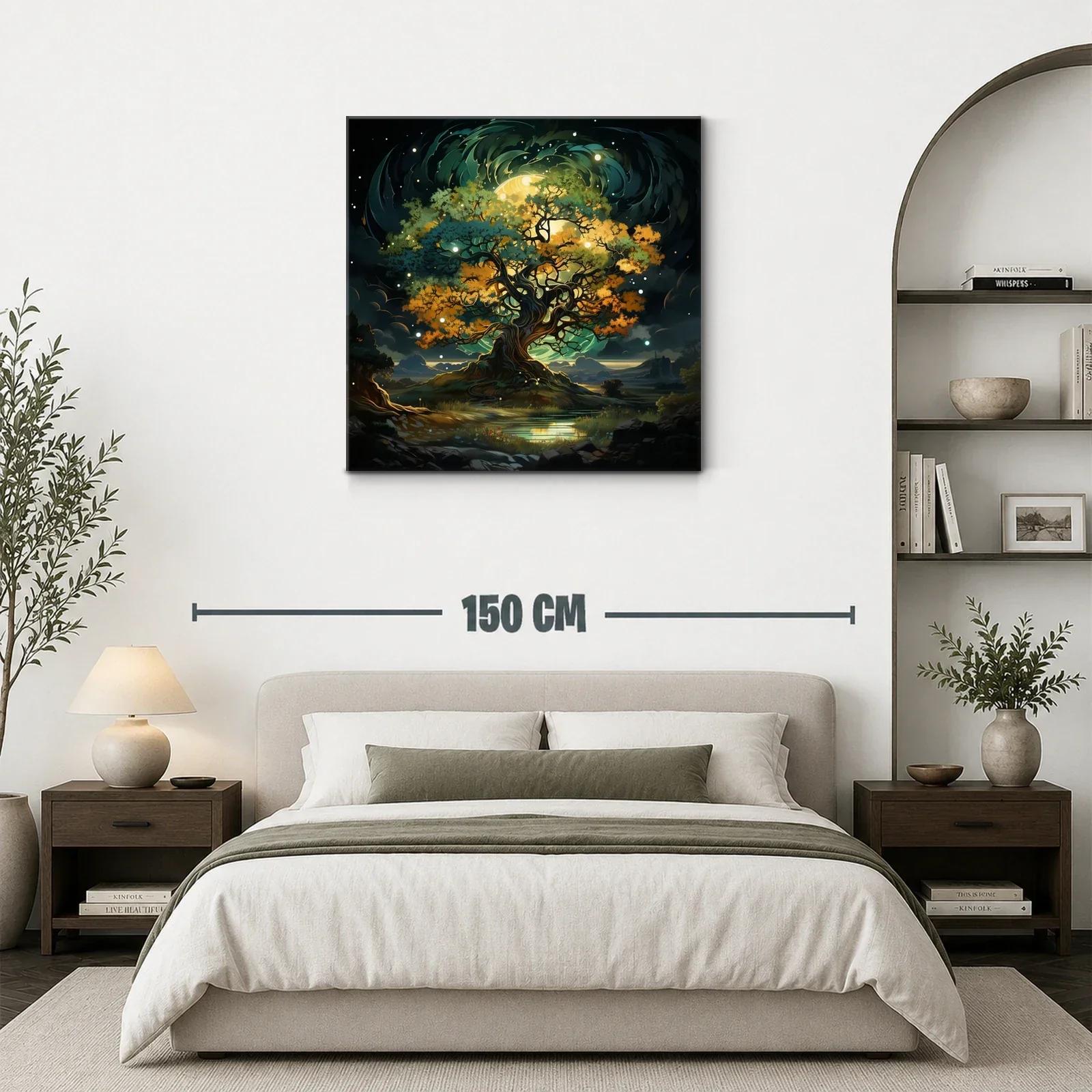 Árbol mágico iluminado en paisaje nocturno fascinante — miniatura 3