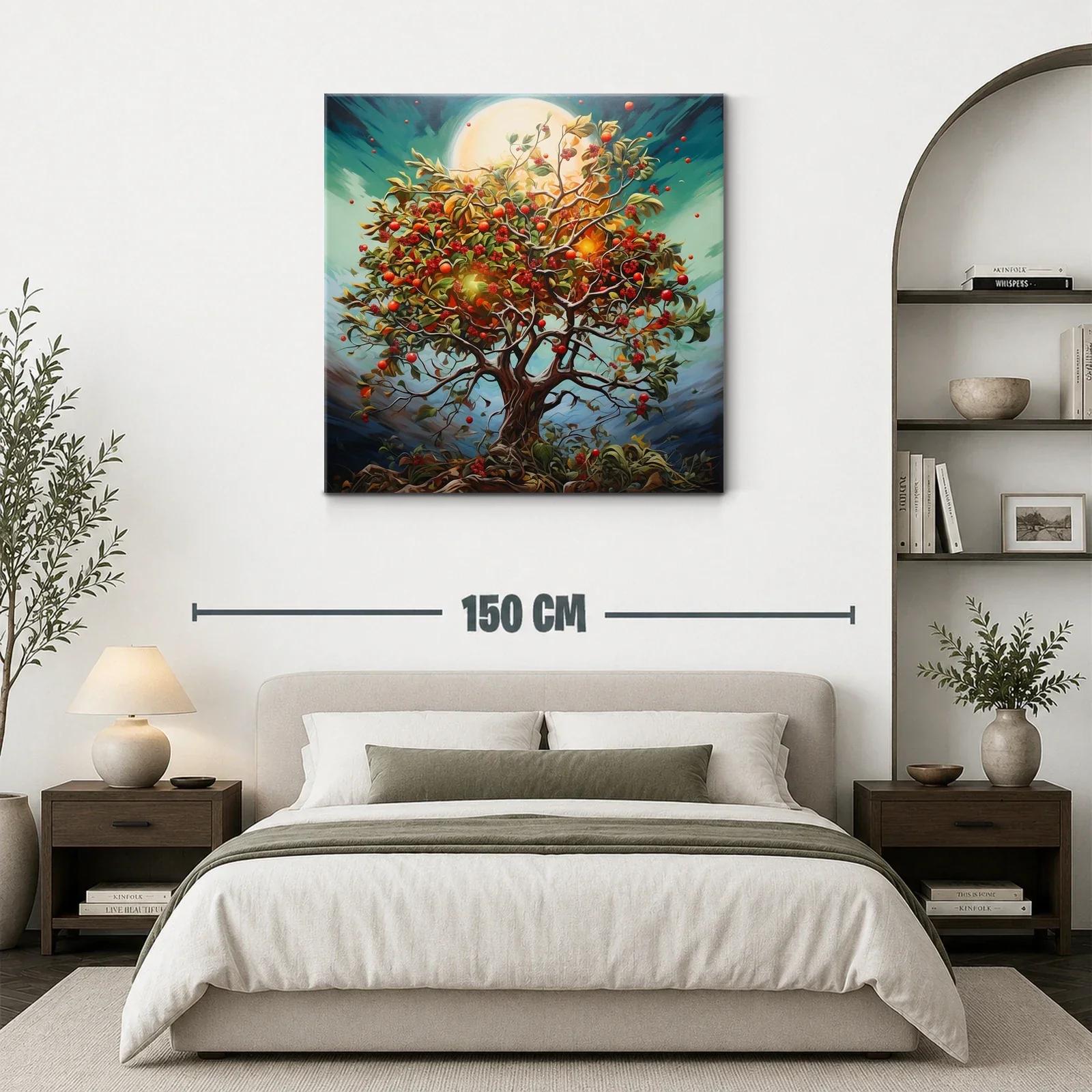 Árbol exuberante con frutos rojos y luz radiante — miniatura 3