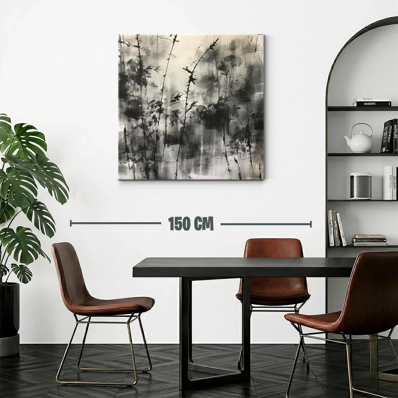 Arte abstracto con ramas en tonos grises y negros — miniatura 2