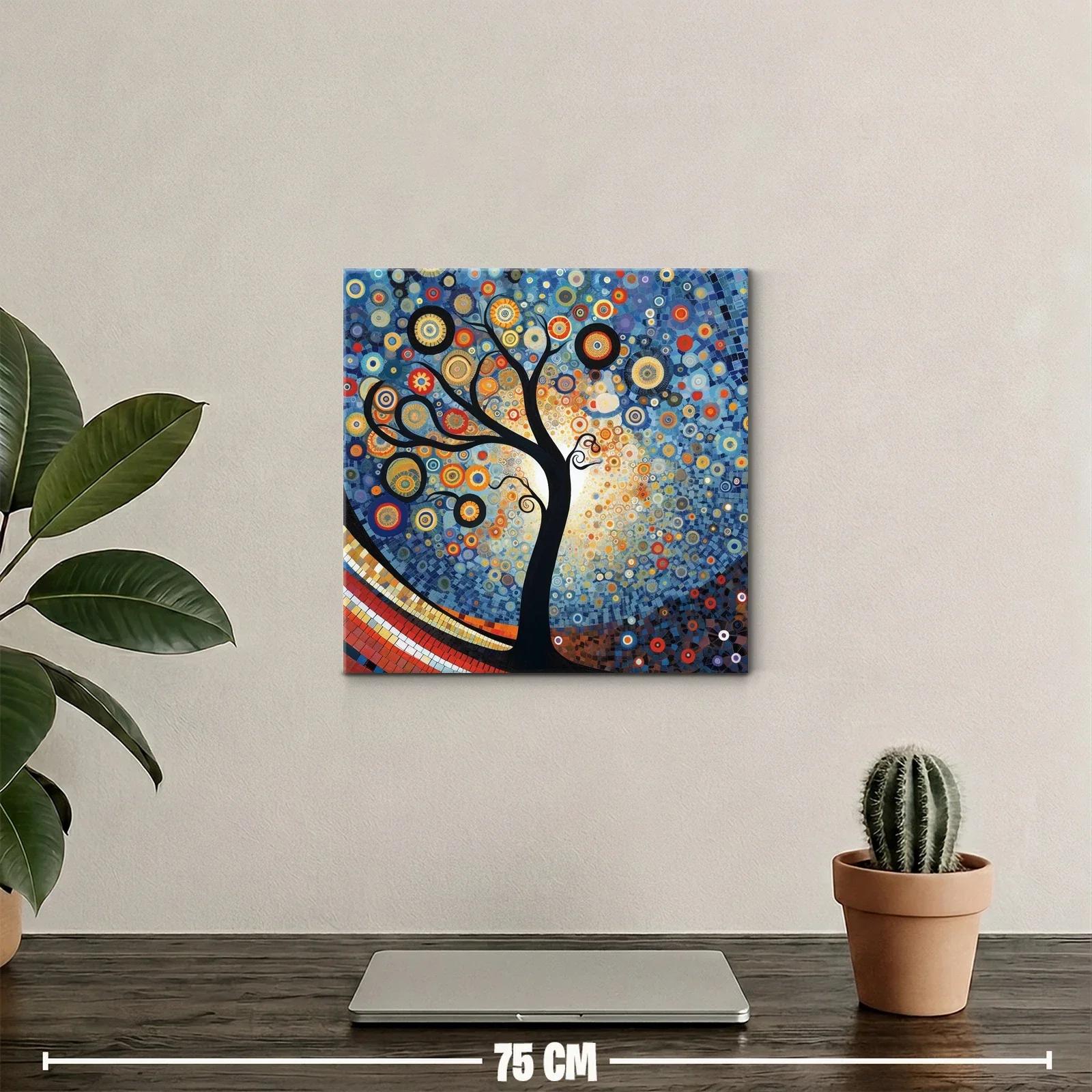 Árbol estilizado con círculos vibrantes y fondo azul — miniatura 2