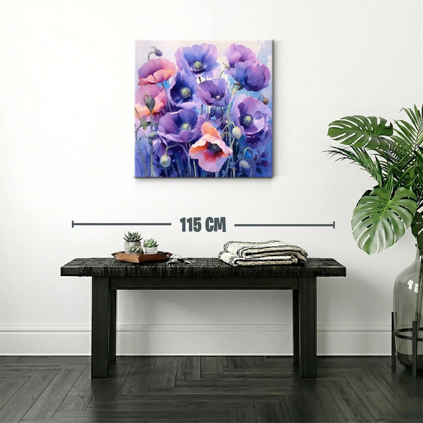 Cuadro con flores en tonos violetas y rosados vibrantes — miniatura 2