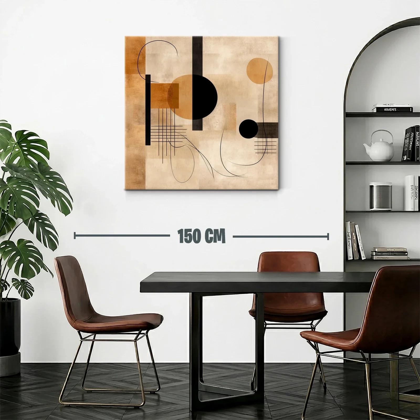 Cuadro abstracto con formas geométricas y tonos cálidos — miniatura 2