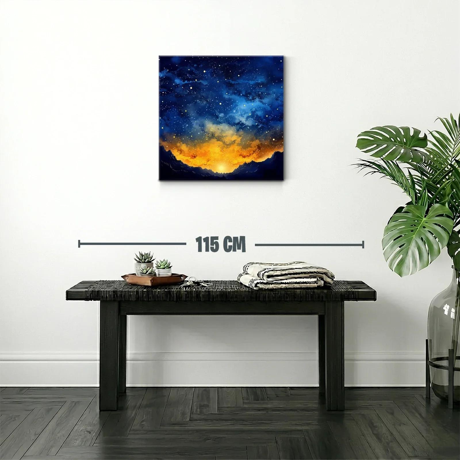 Paisaje Cósmico con Cielo Estrellado y Amanecer Dorado — miniatura 2