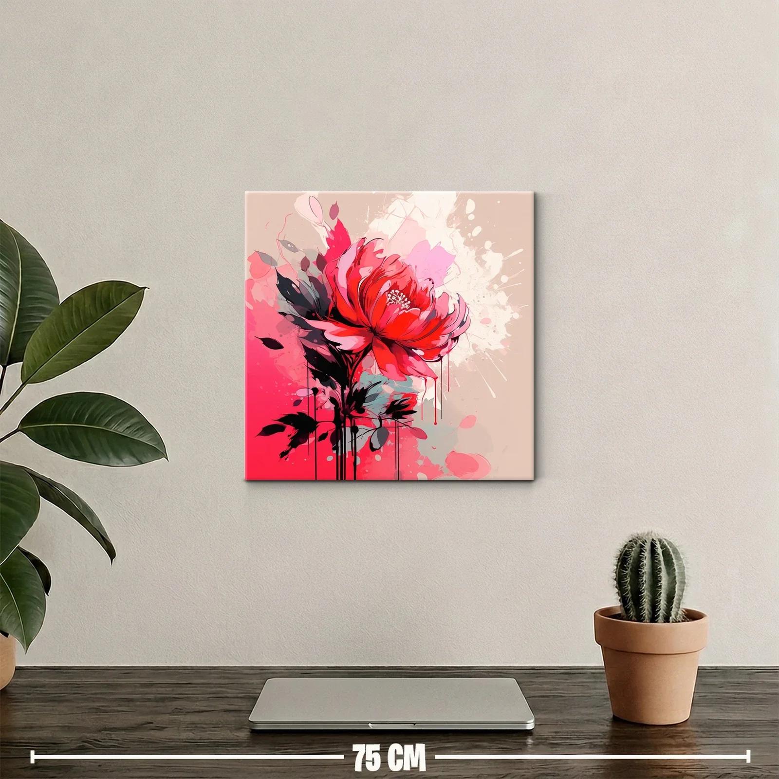 Flor roja vibrante sobre fondo abstracto en tonos suaves — miniatura 2