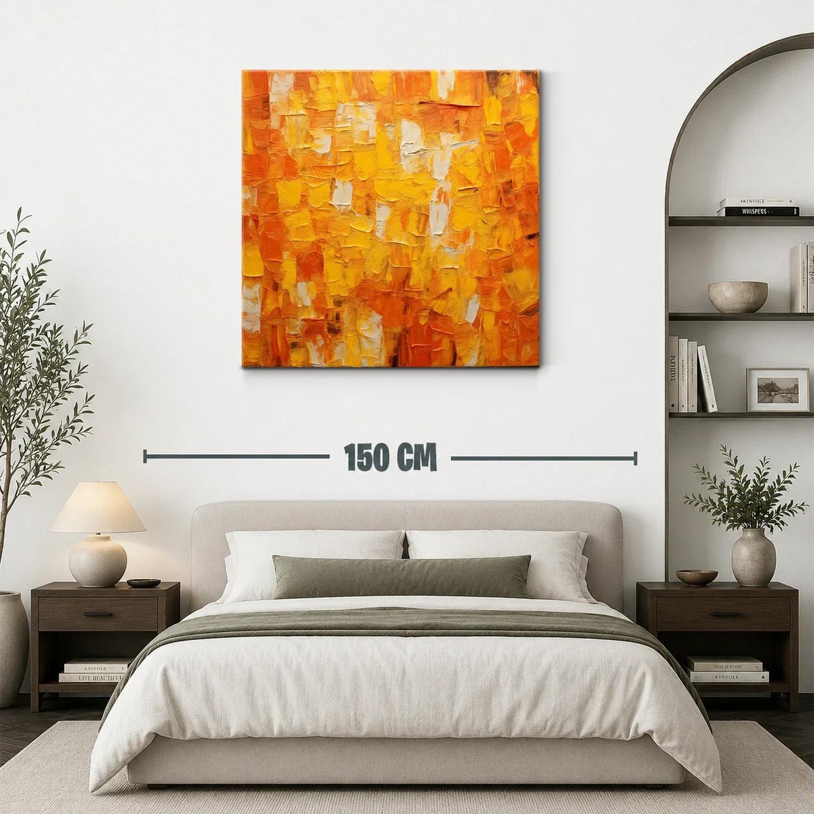 Cuadro abstracto en tonos cálidos naranjas y amarillos — miniatura 3