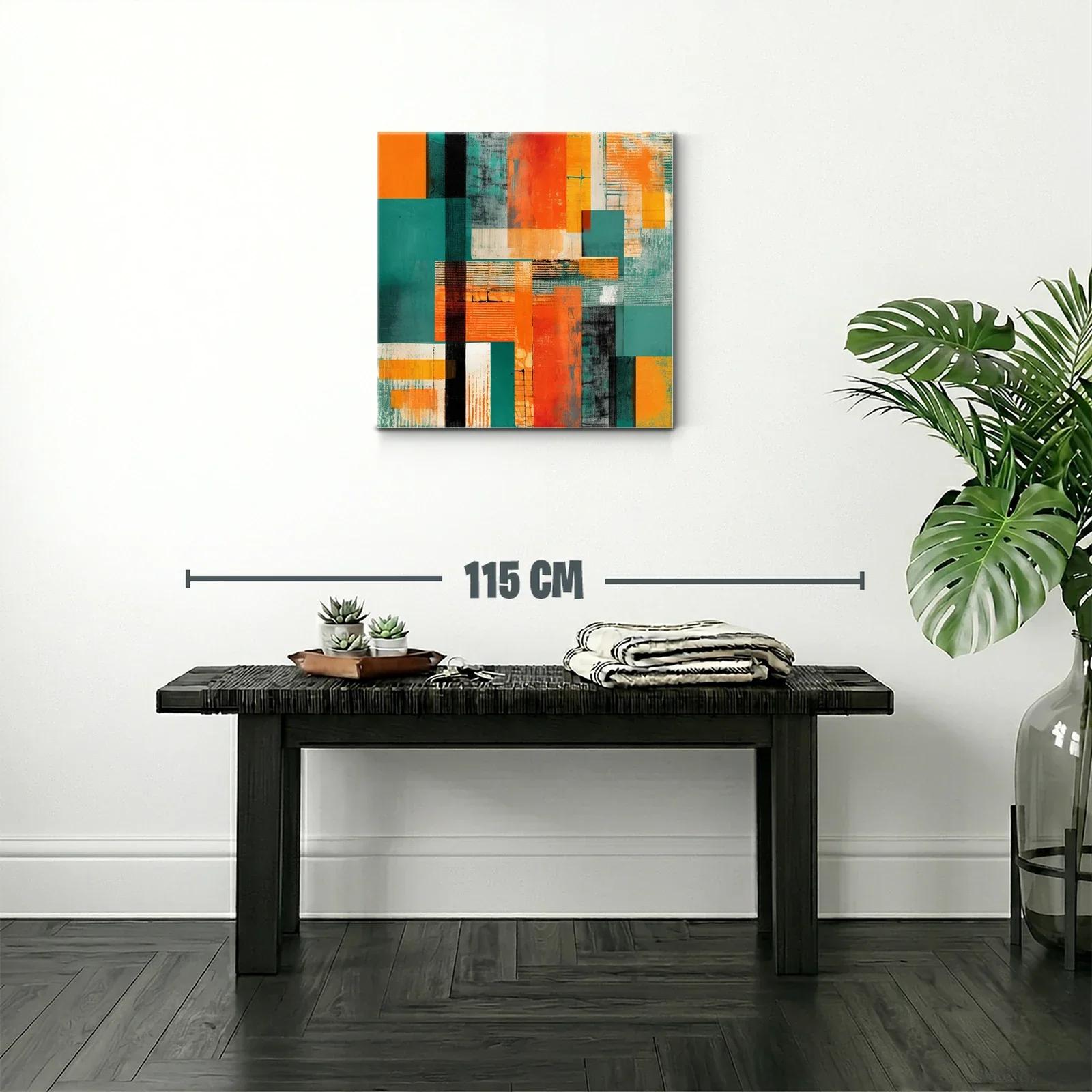 Composición abstracta con bloques en tonos cálidos y fríos — miniatura 2