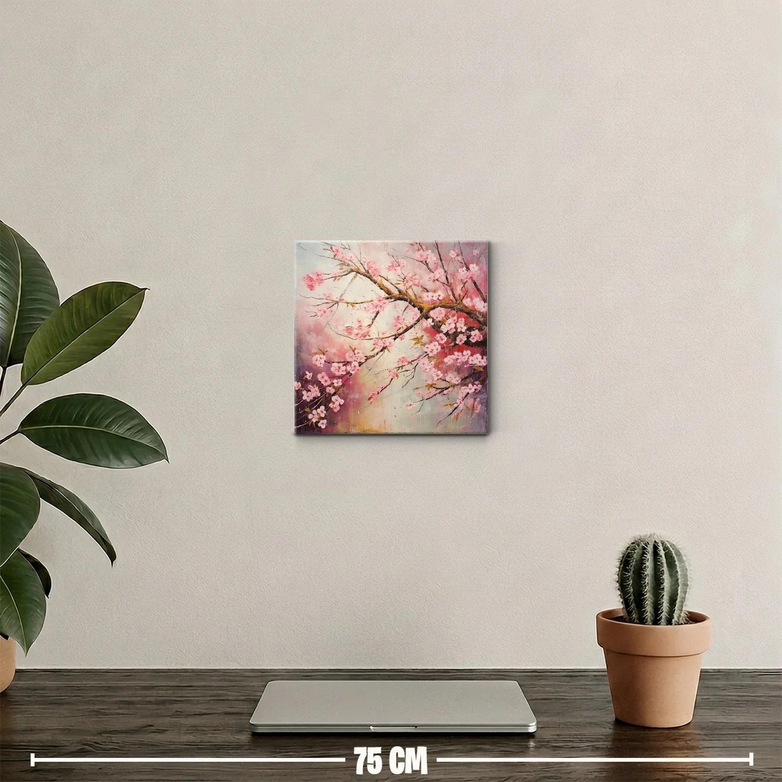 Cuadro decorativo de rama con flores rosadas delicadas — miniatura 2