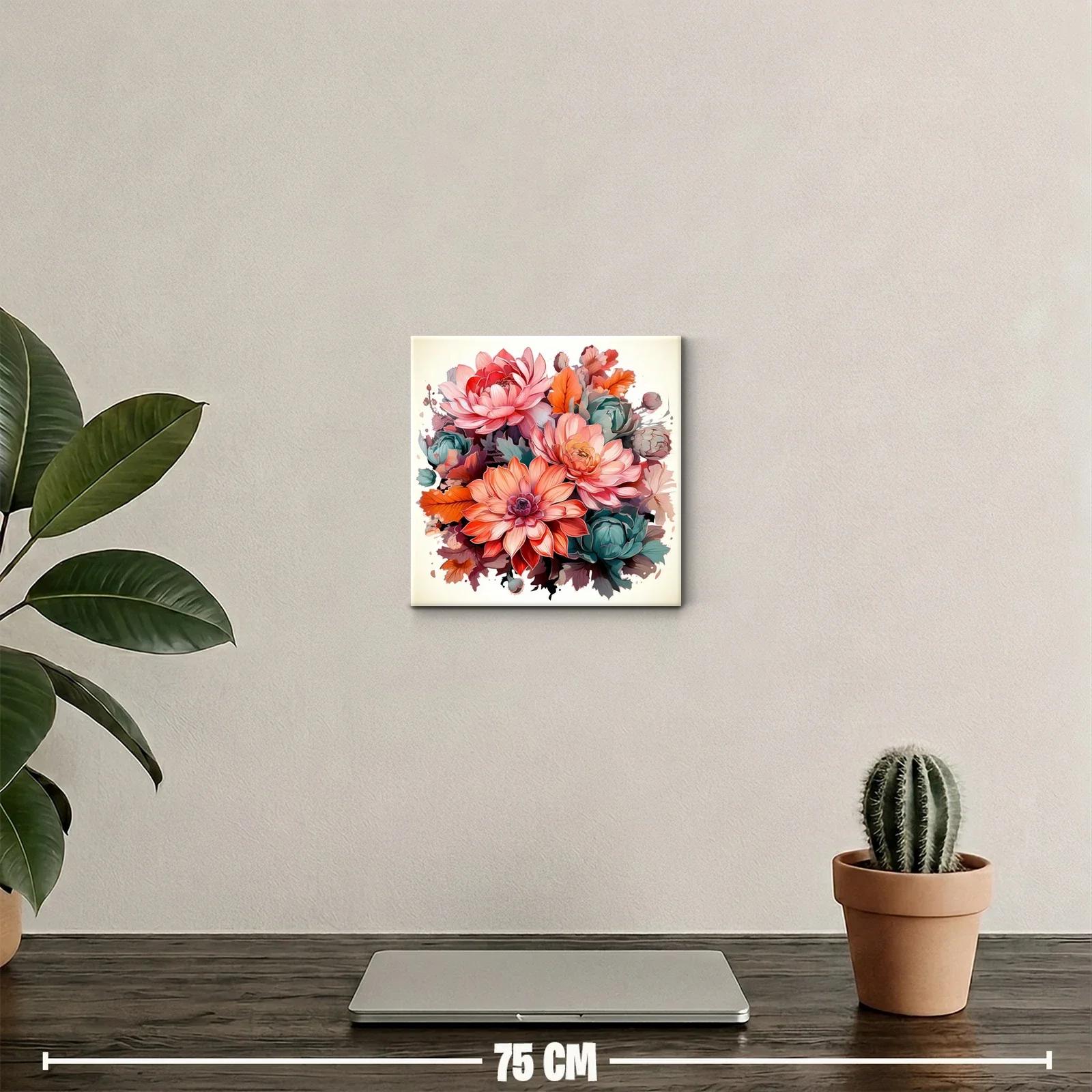 Cuadro decorativo ramo floral en tonos cálidos y suaves — miniatura 2