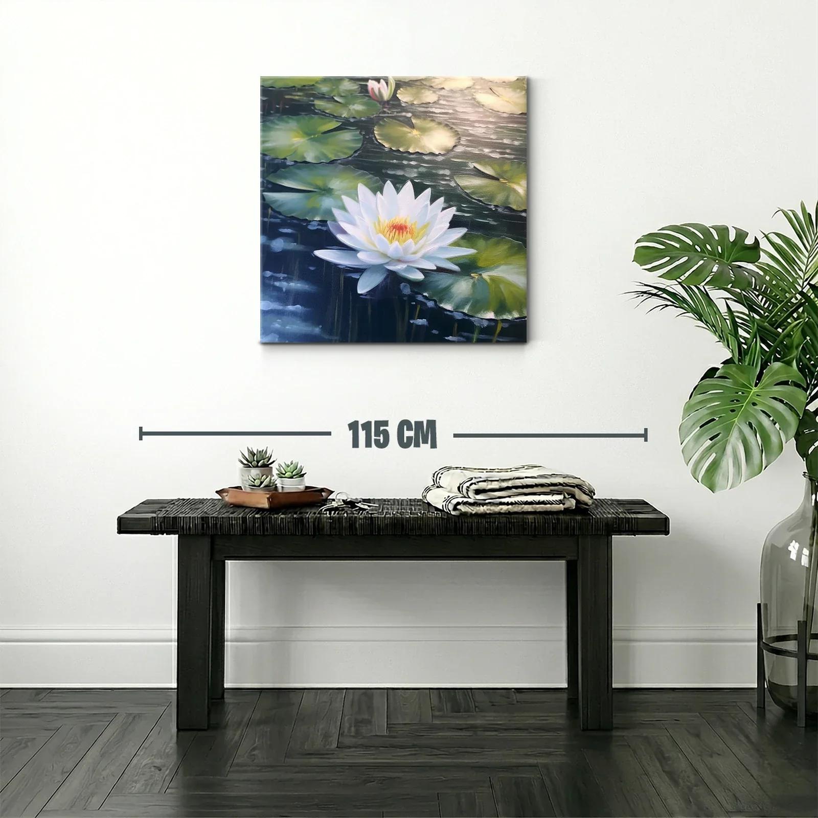Flor de loto blanca en estanque sereno y natural — miniatura 2