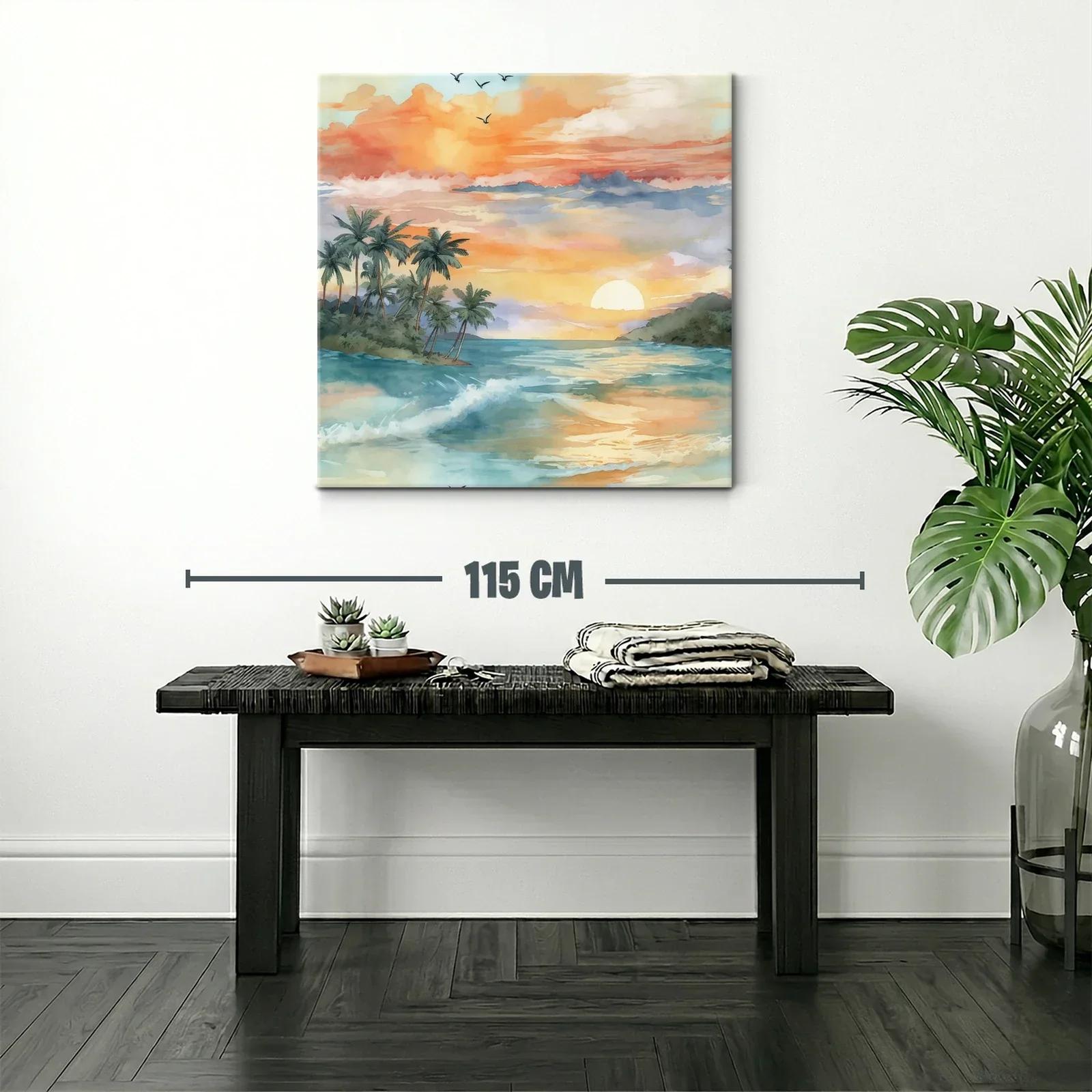 Atardecer tropical con palmeras y mar en calma — miniatura 2