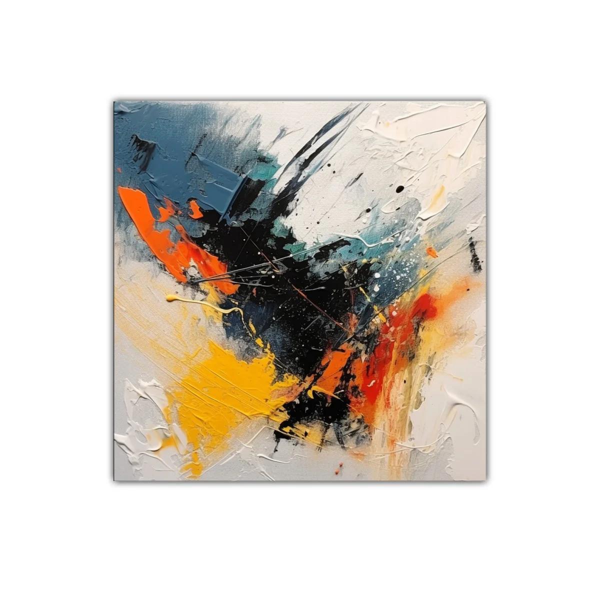 Cuadro abstracto con explosión de colores vivos y contrastes intensos — miniatura 1
