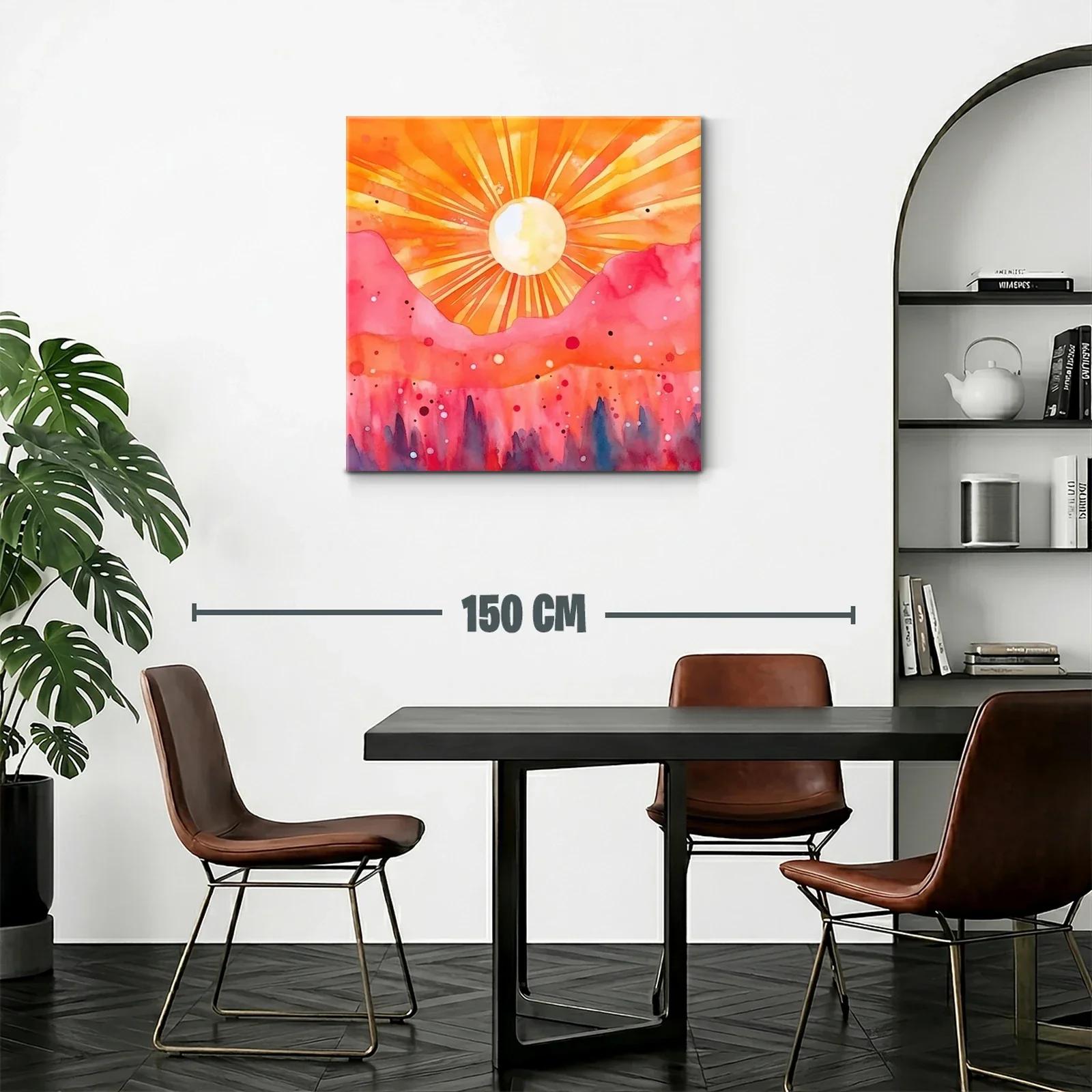 Atardecer vibrante con montañas rosa y sol radiante — miniatura 2