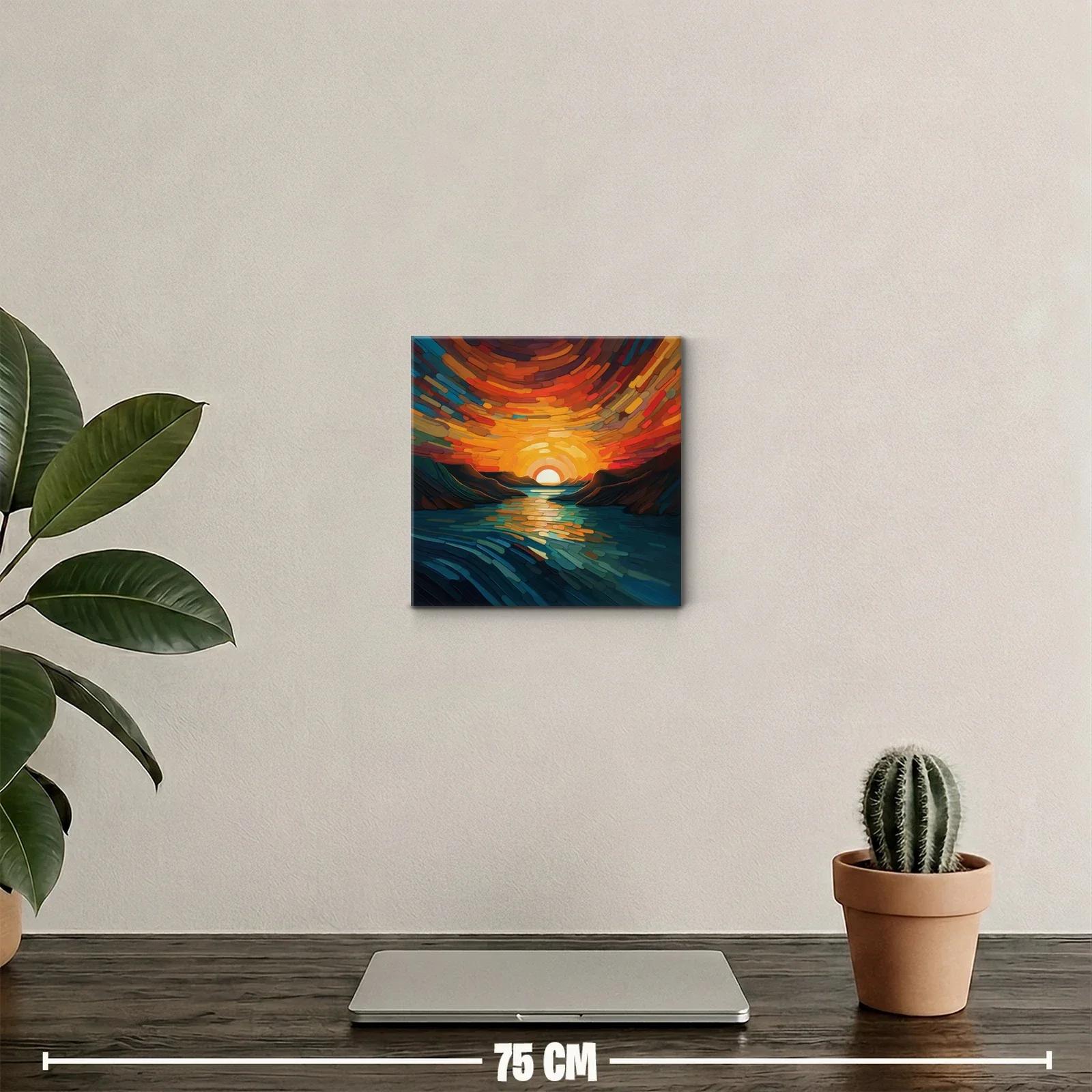 Esplendoroso atardecer entre montañas y río sereno — miniatura 2
