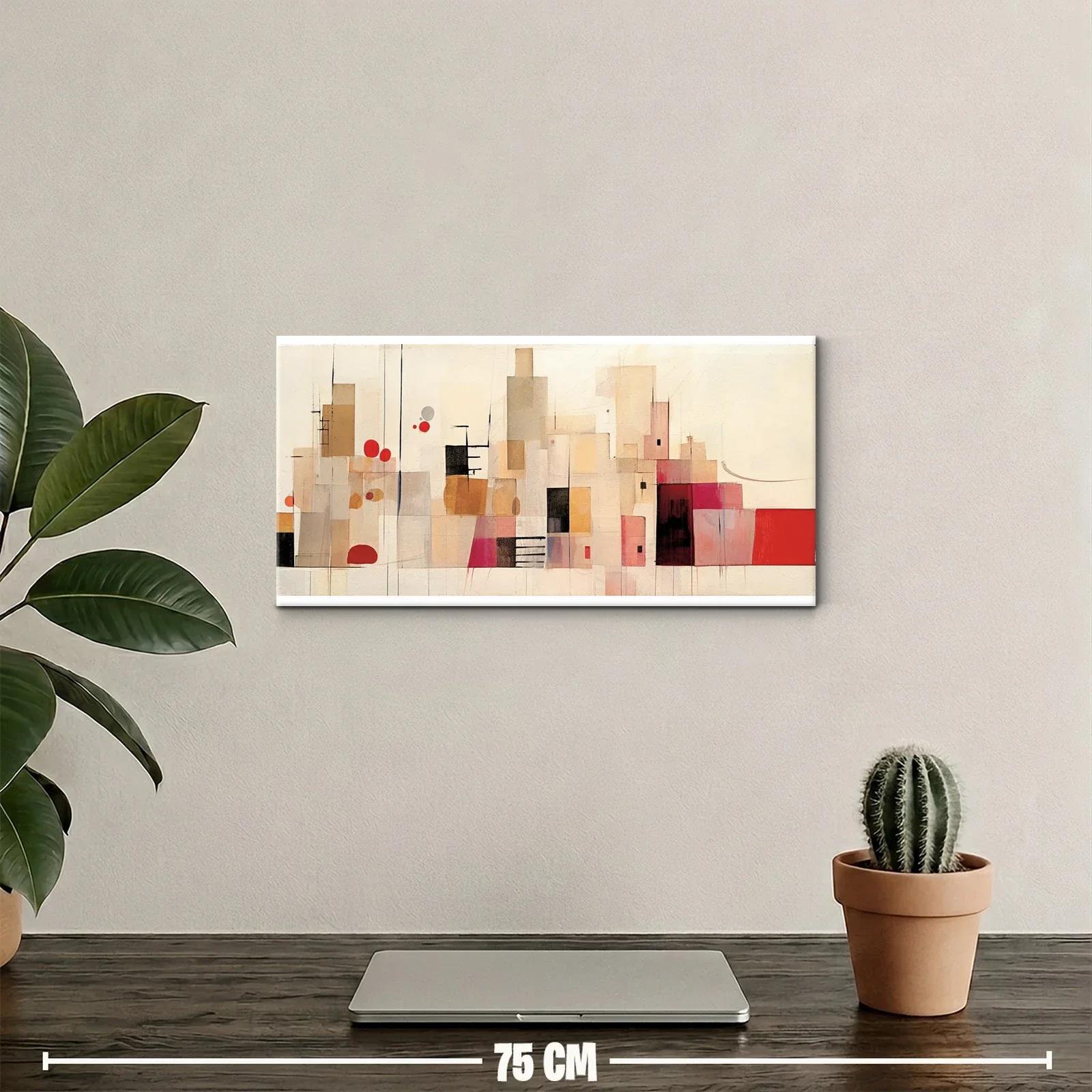 Cuadro skyline abstracto con acento rojo intenso — miniatura 2