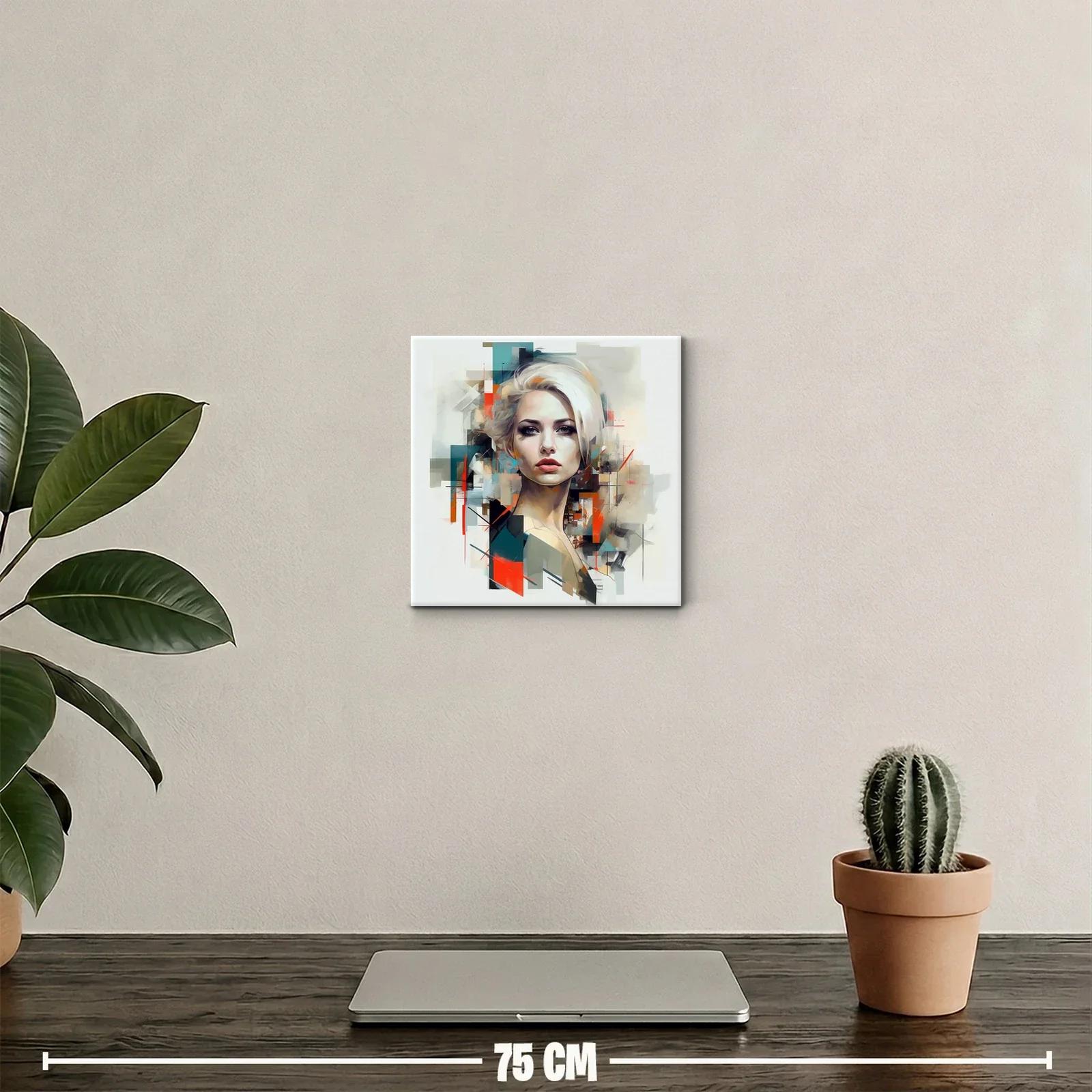 Retrato contemporáneo de mujer con toques abstractos vibrantes — miniatura 2