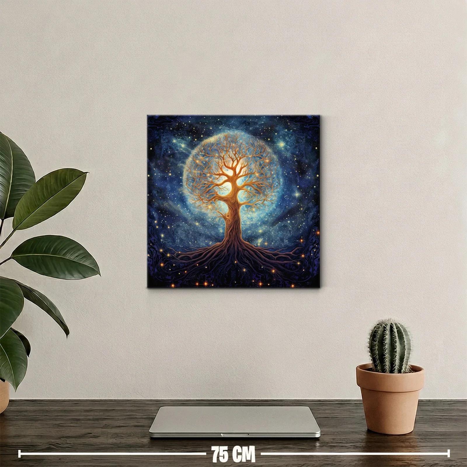 Árbol de la vida iluminado en cosmos estrellado — miniatura 2
