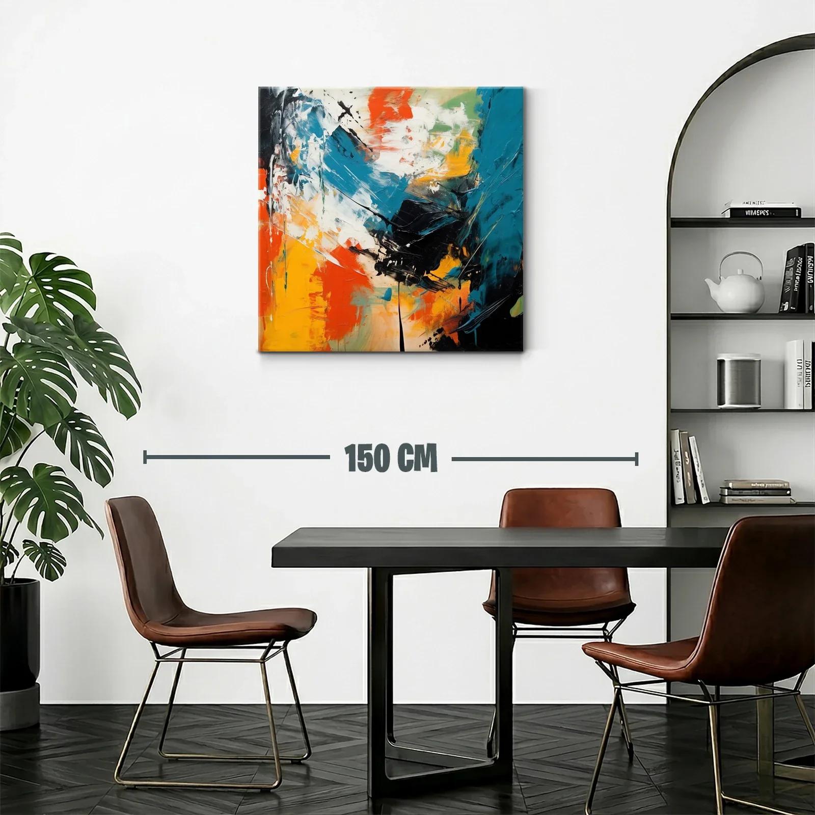Cuadro abstracto con vibrantes tonos cálidos y fríos — miniatura 2