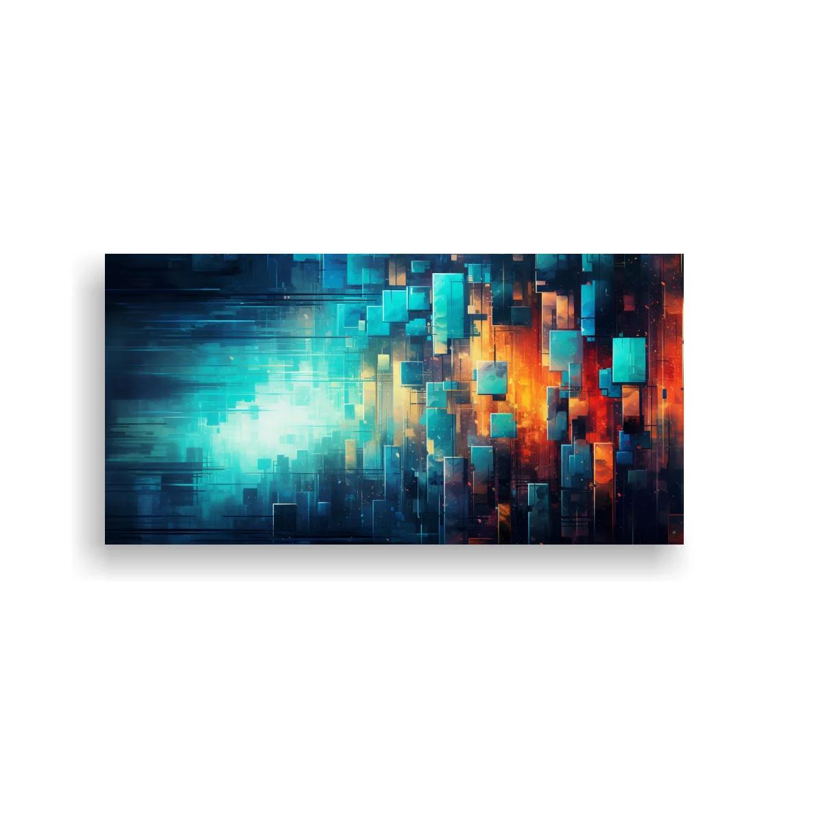 Cuadro abstracto de rectángulos luminosos en formato panorámico — imagen principal
