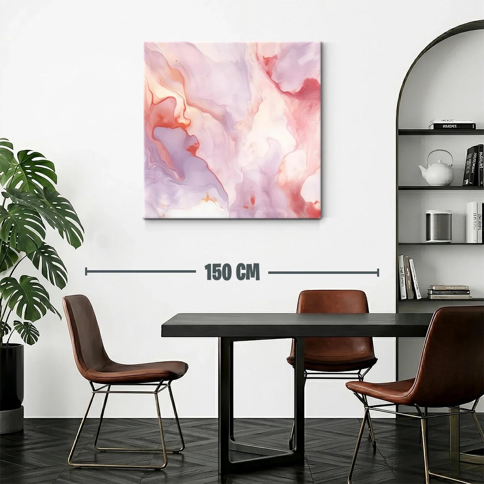 Cuadro abstracto con tonos suaves rosas y lilas — miniatura 2
