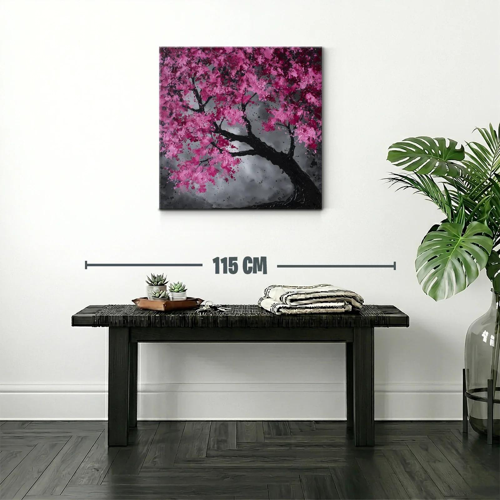 Árbol floreciente con tonos fucsia y fondo gris acero — miniatura 2