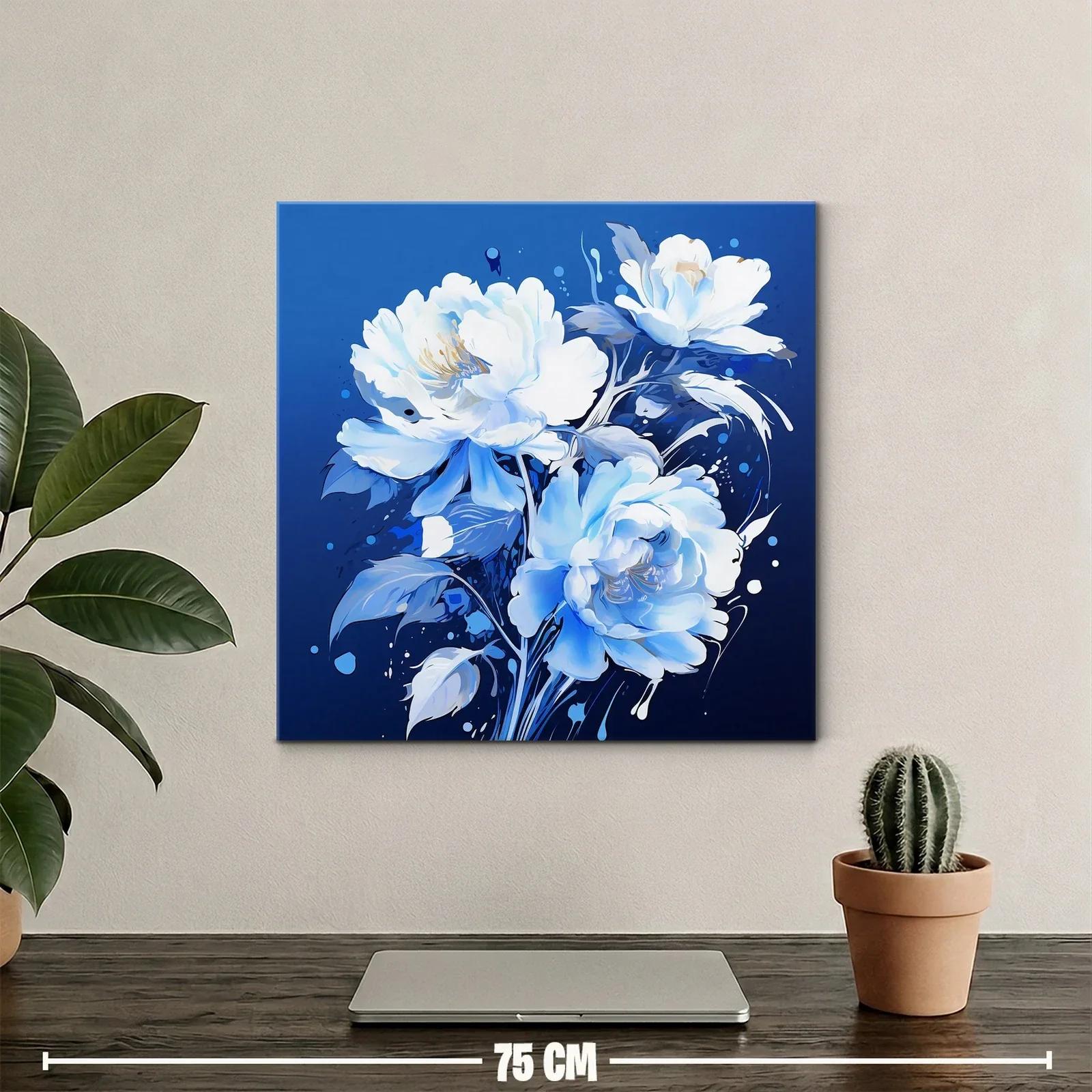 Elegantes flores blancas sobre fondo azul intenso — miniatura 2