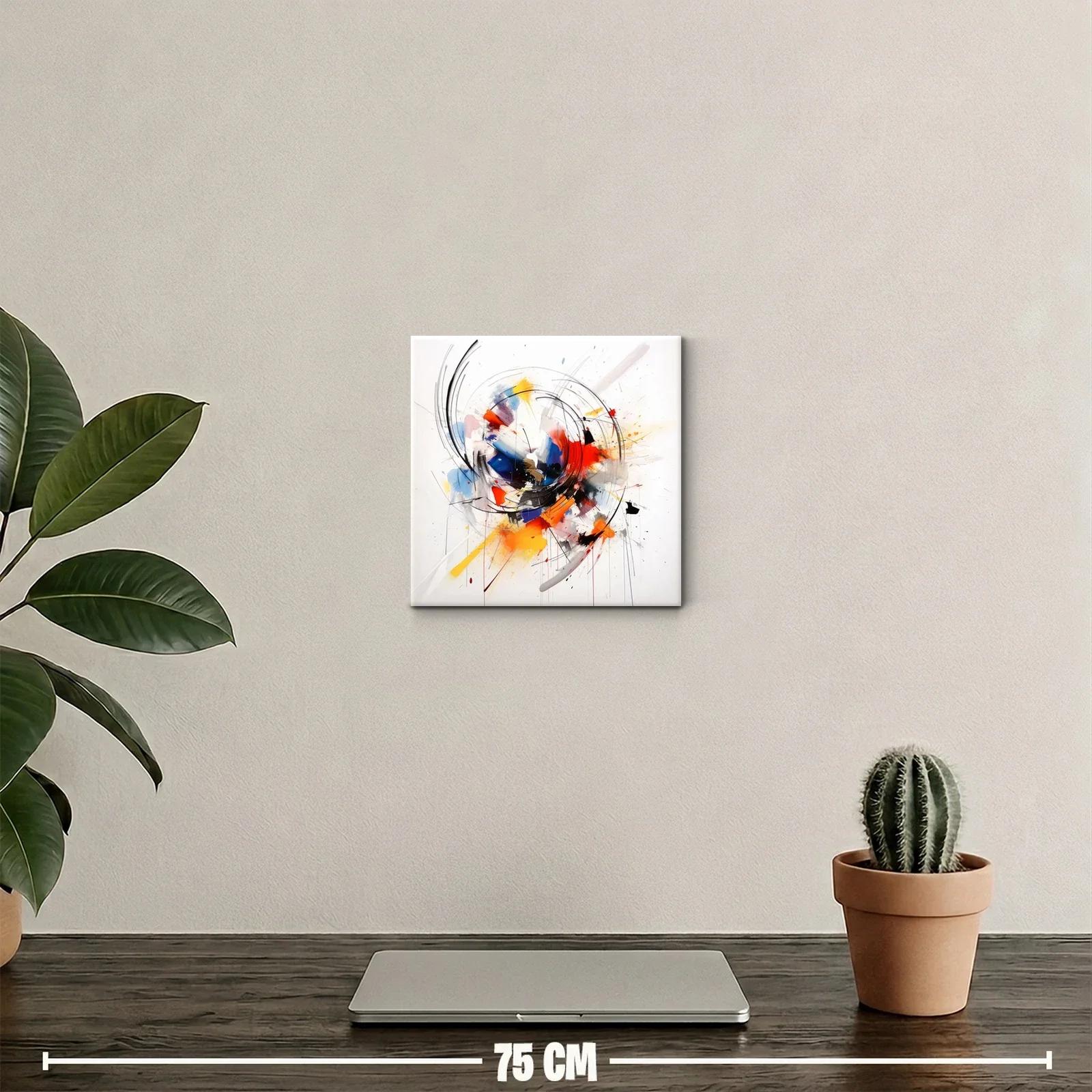 Cuadro abstracto con explosión de colores vibrantes y líneas dinámicas — miniatura 2
