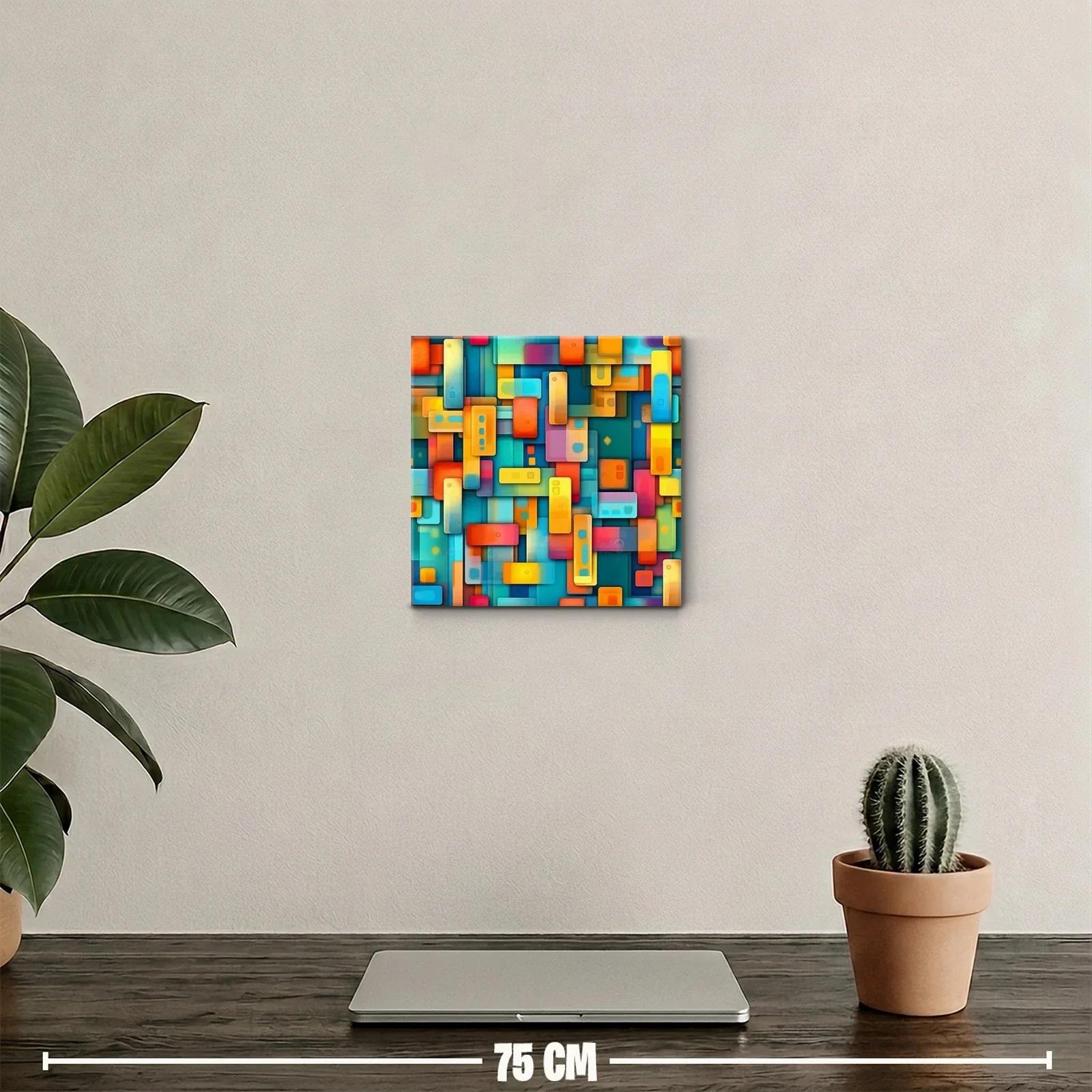 Composición geométrica en vibrantes tonos cálidos y fríos — miniatura 2