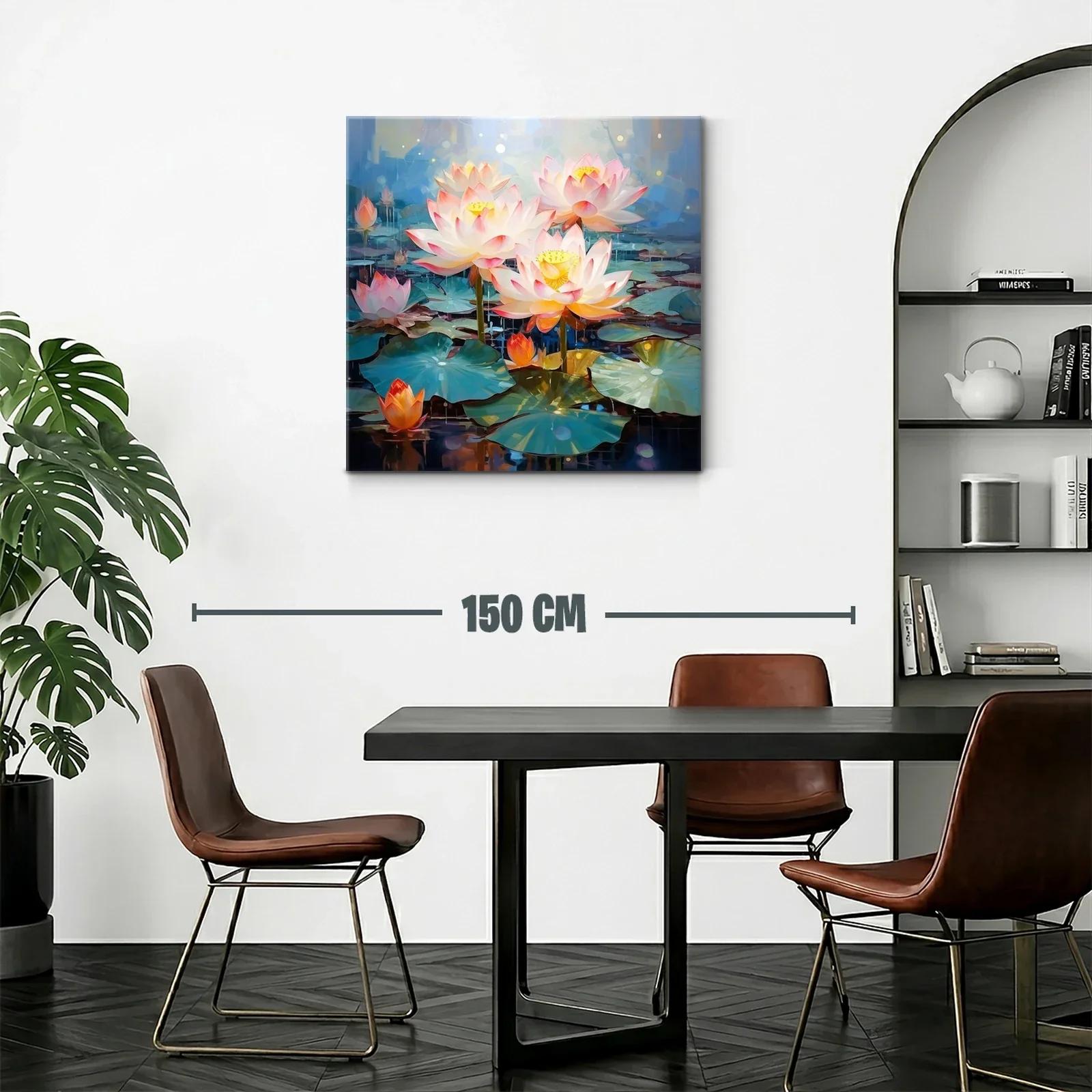 Flor de loto iluminada en estanque azul sereno — miniatura 2