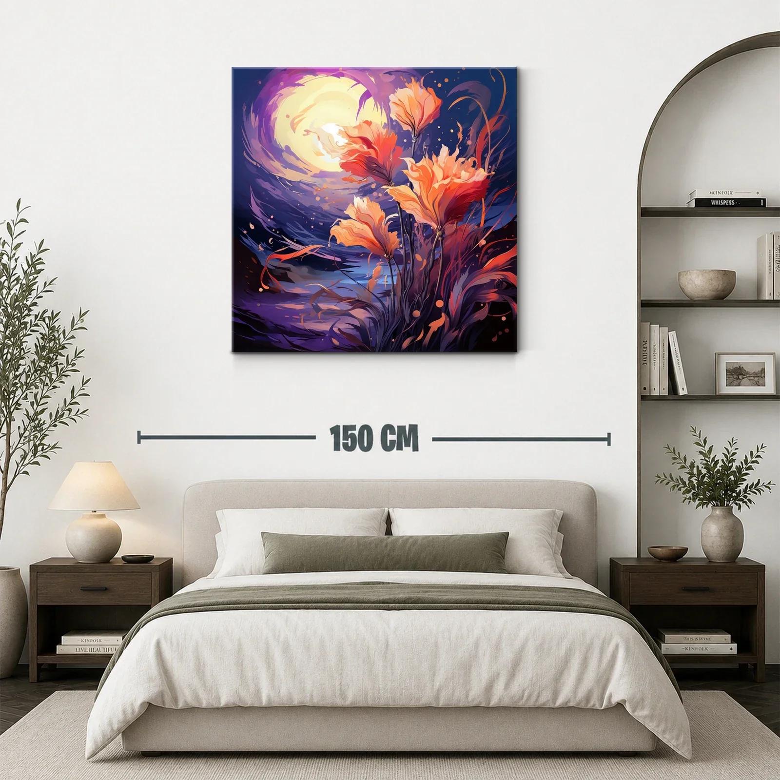 Flores vibrantes bajo un cielo nocturno iluminado — miniatura 3