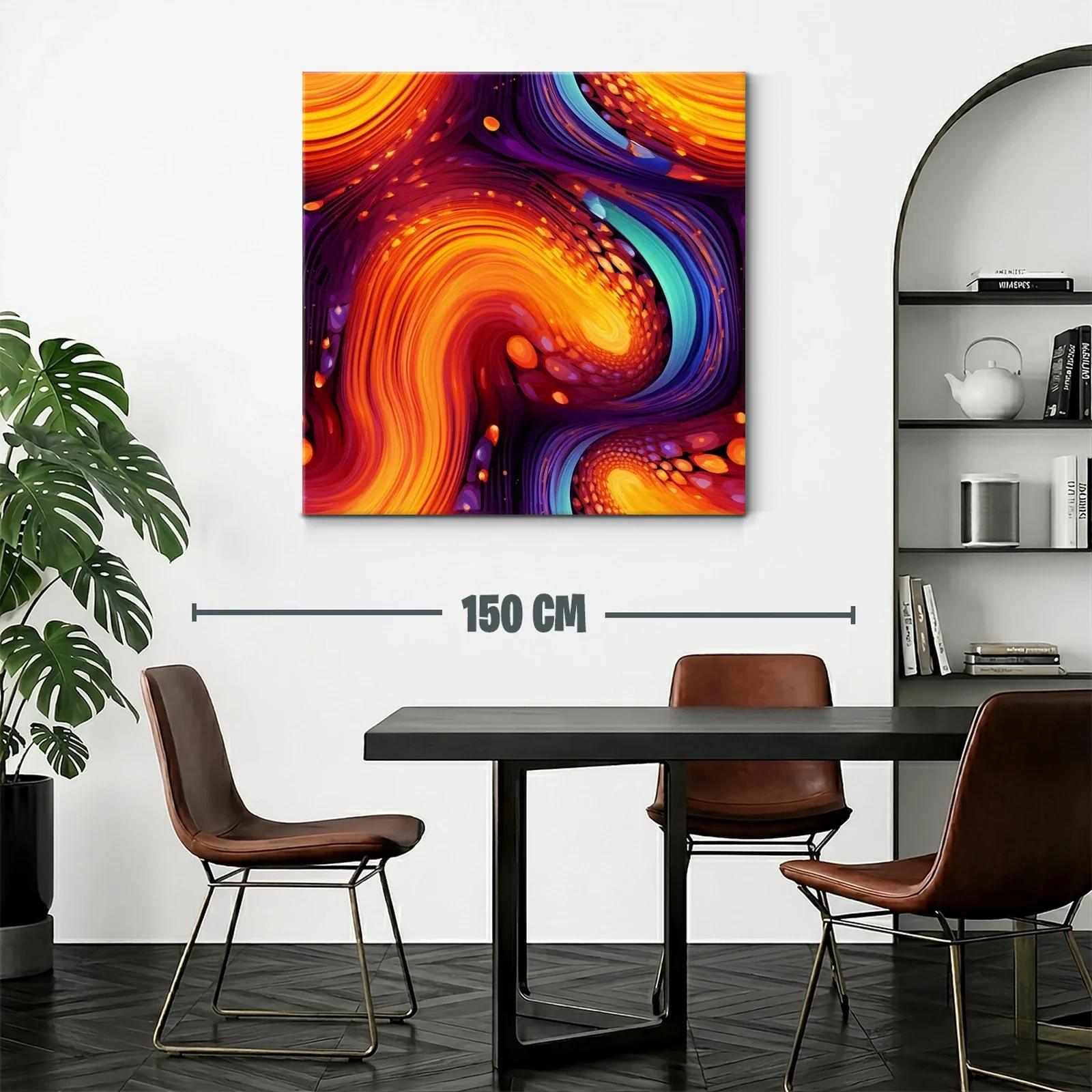 Cuadro abstracto con vibrantes remolinos en tonos cálidos — miniatura 2